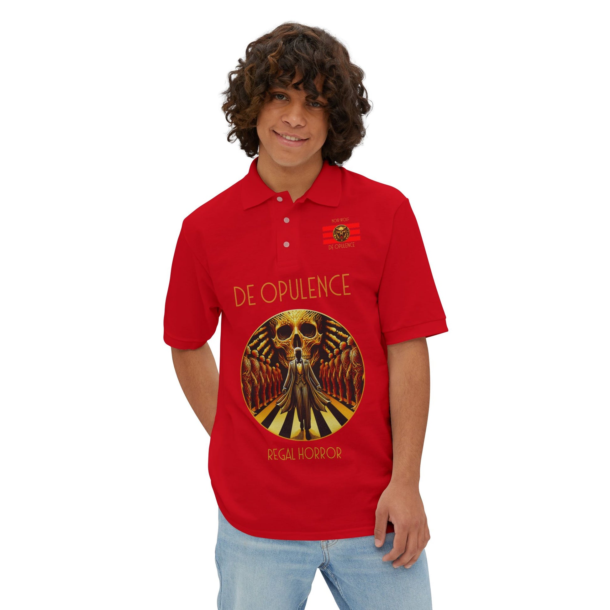 Men's Piqué Polo De Opulence by Noir Wolf the style of grace