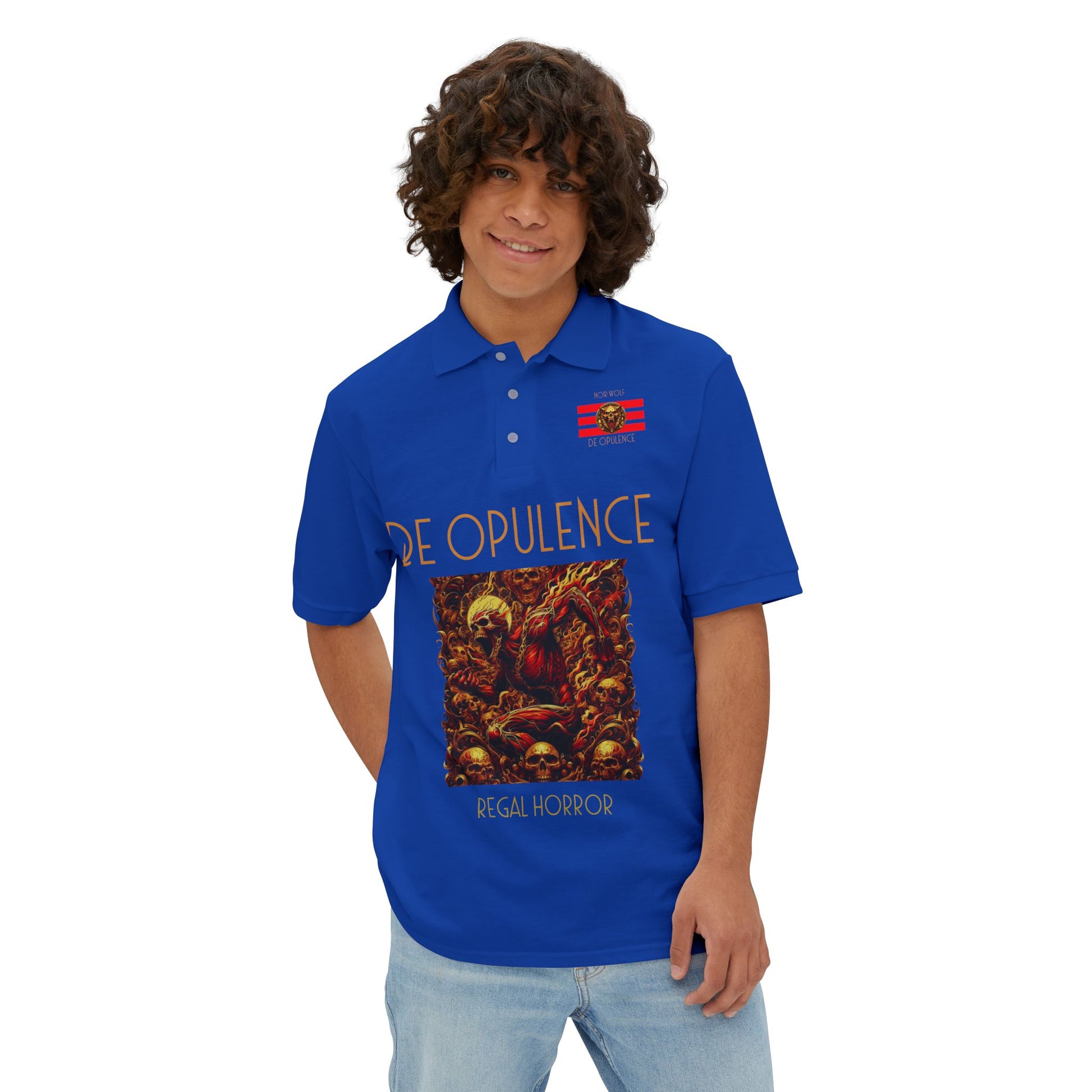Men's Piqué Polo De Opulence by Noir Wolf the style of grace