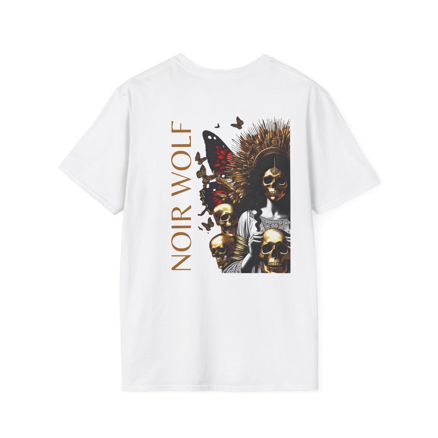Unisex Softstyle T-Shirt - 'De Opulence & Noir Wolf' Artistic Skull Design