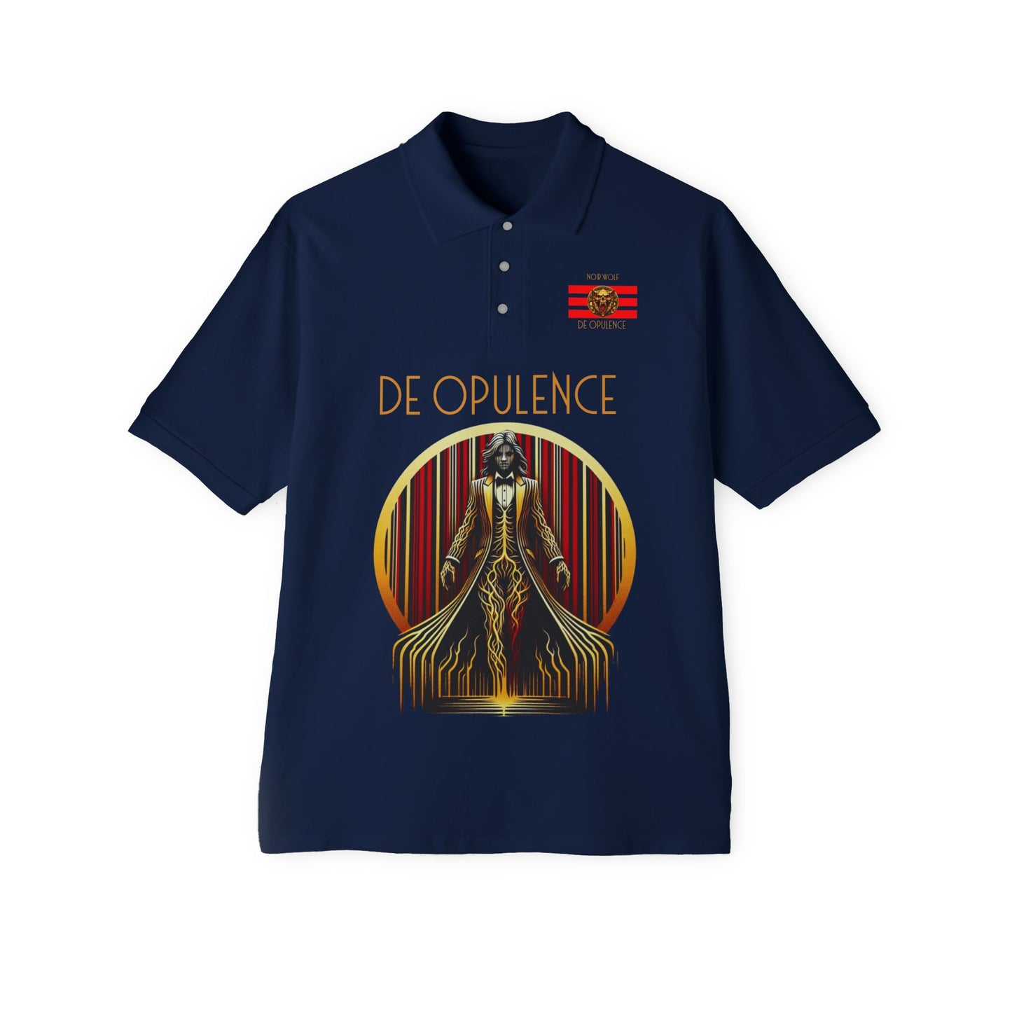 Men's Piqué Polo De Opulence by Noir Wolf the style of grace J. Navy