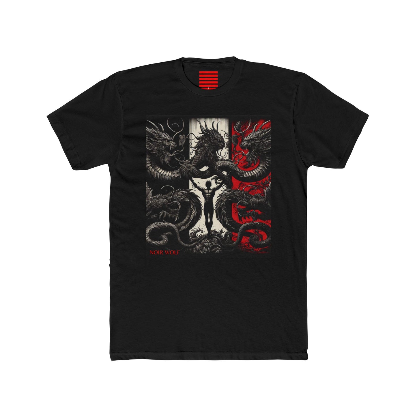 Cotton Tee Noir Wolf Fashion Horror Style Solid Black