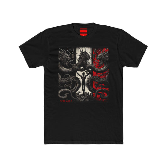 Cotton Tee Noir Wolf Fashion Horror Style Solid Black