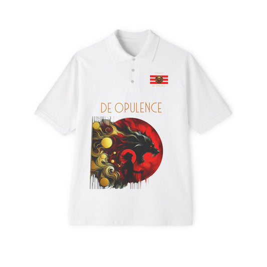 Men's Piqué Polo De Opulence by Noir Wolf the style of grace White