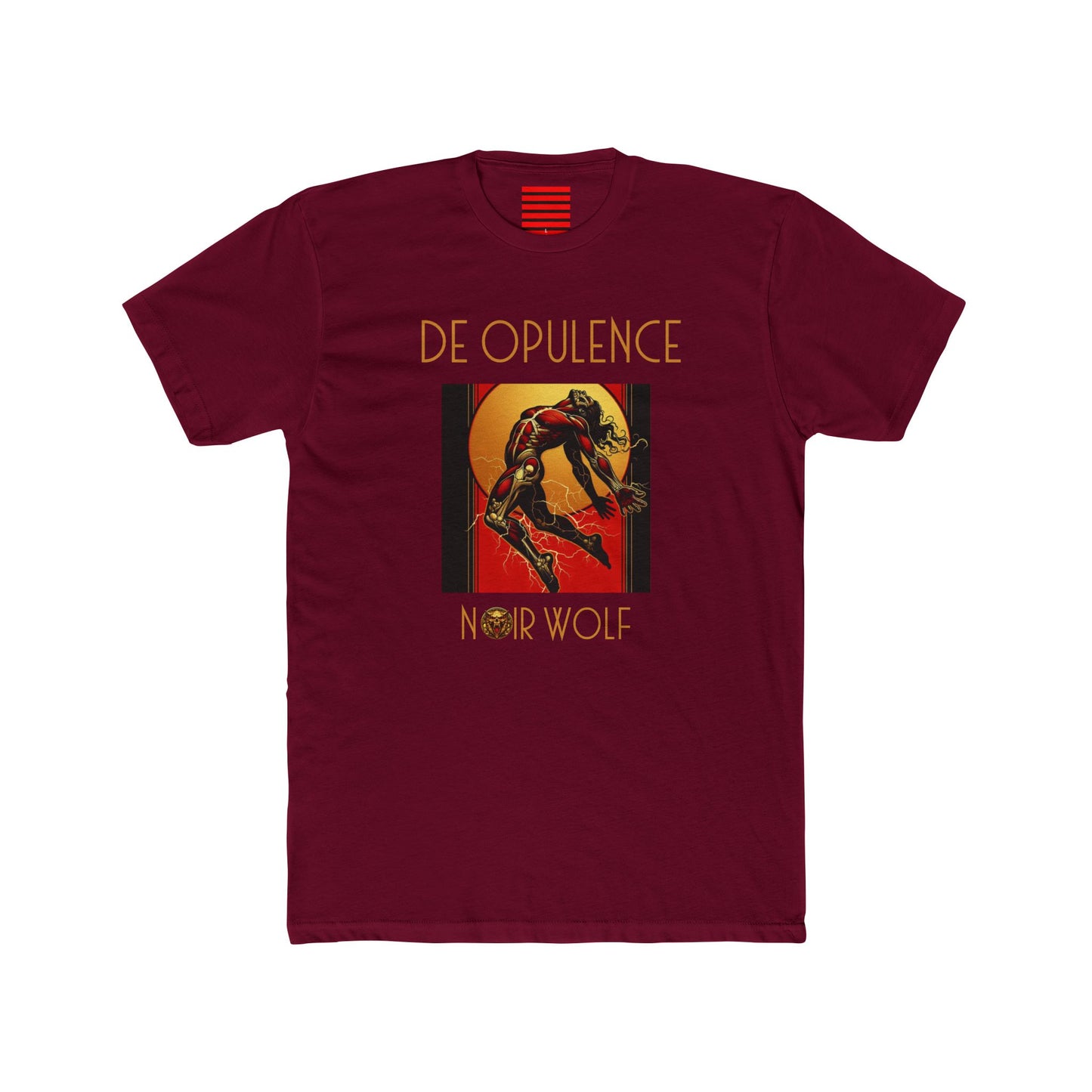 Unisex Cotton Crew Tee De Opulence by Noir Wolf Solid Cardinal Red