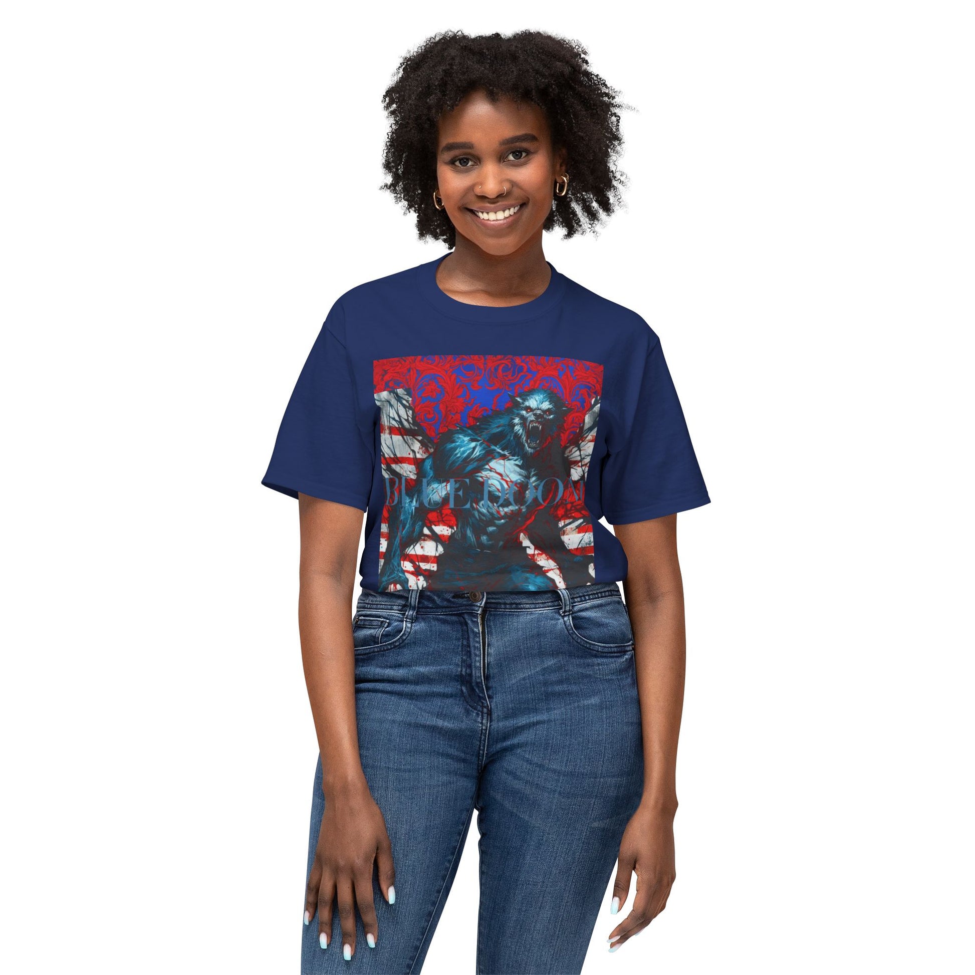 Unisex HD Cotton™ T-shirt Blue Doom By Noir Wolf