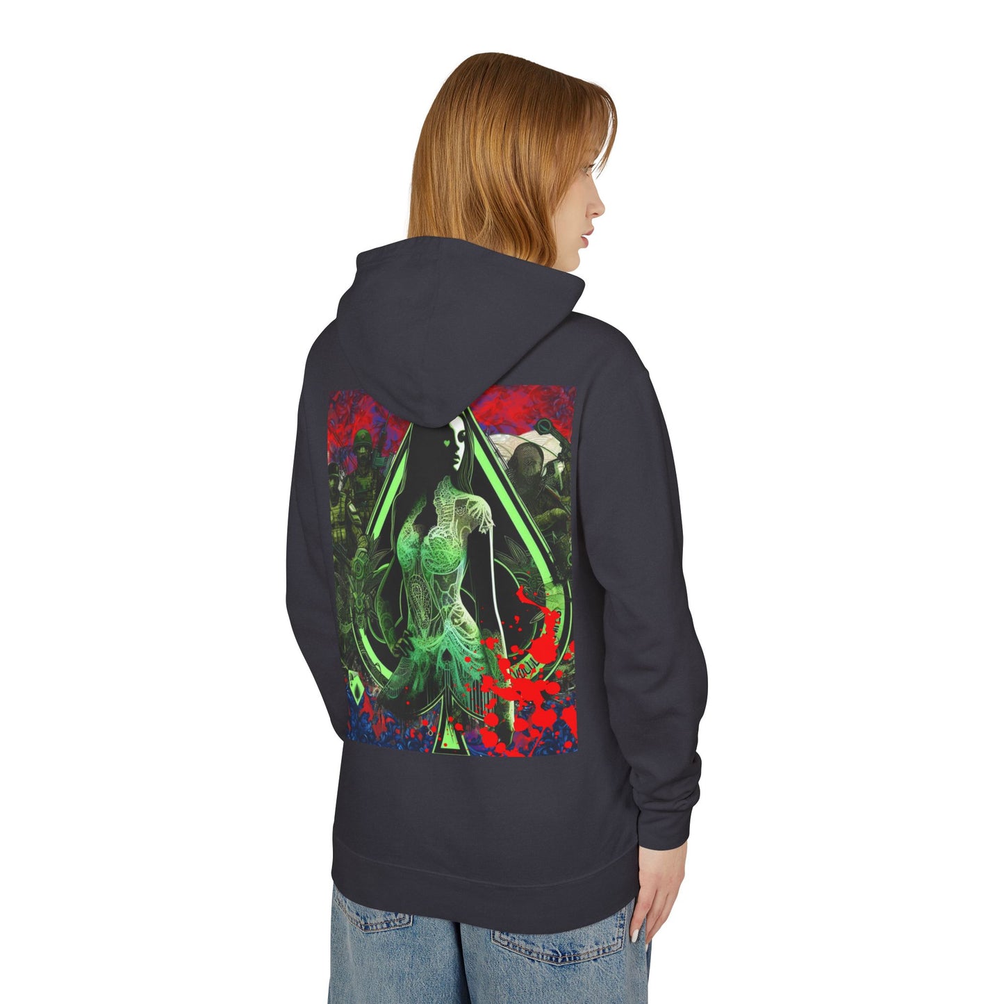 Unisex Lightweight Hooded Sweatshirt Noir Wolf