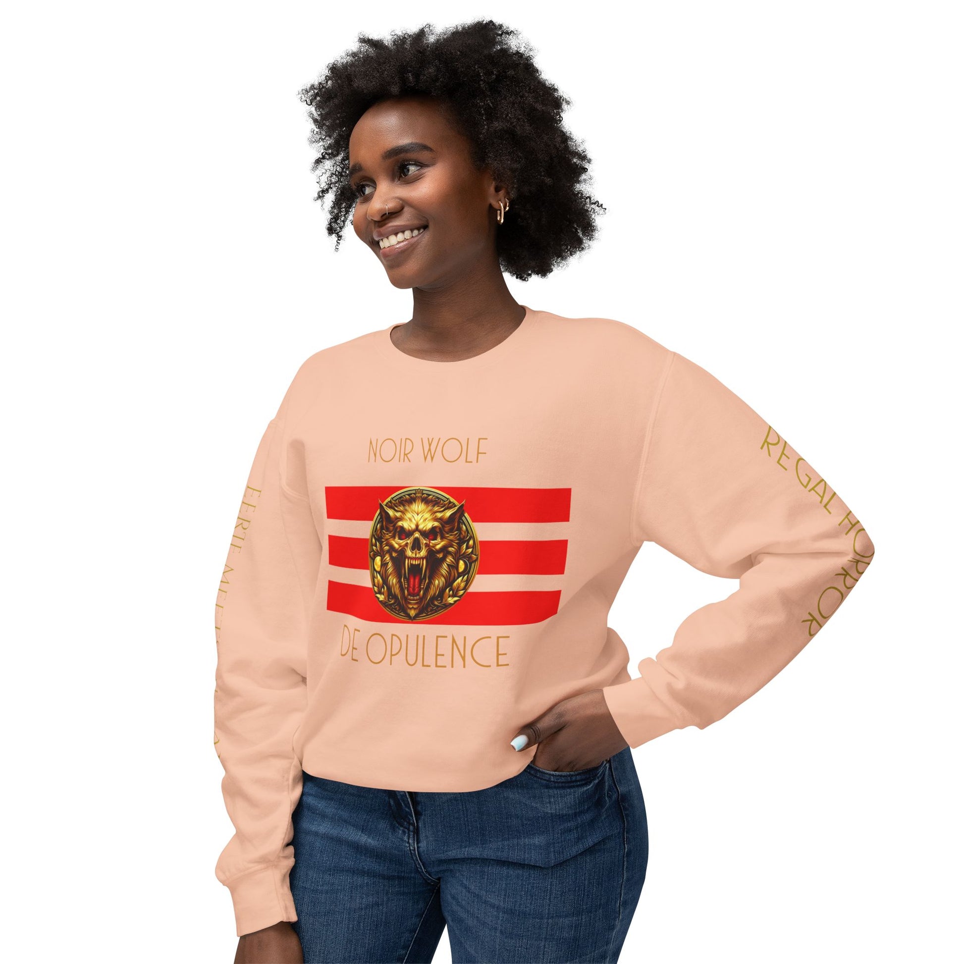 Unisex Lightweight Crewneck Sweatshirt De Opulence by Noir Wolf