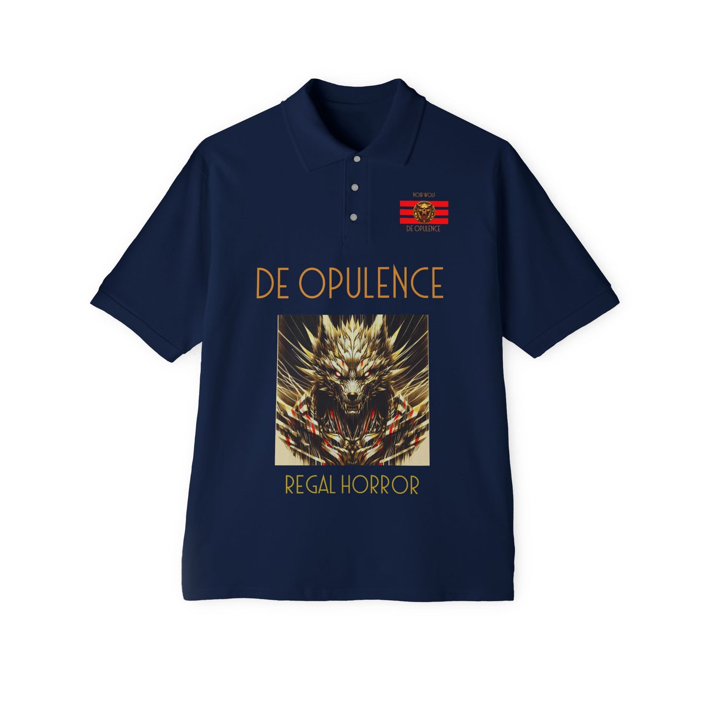 Men's Piqué Polo De Opulence by Noir Wolf the style of grace J. Navy
