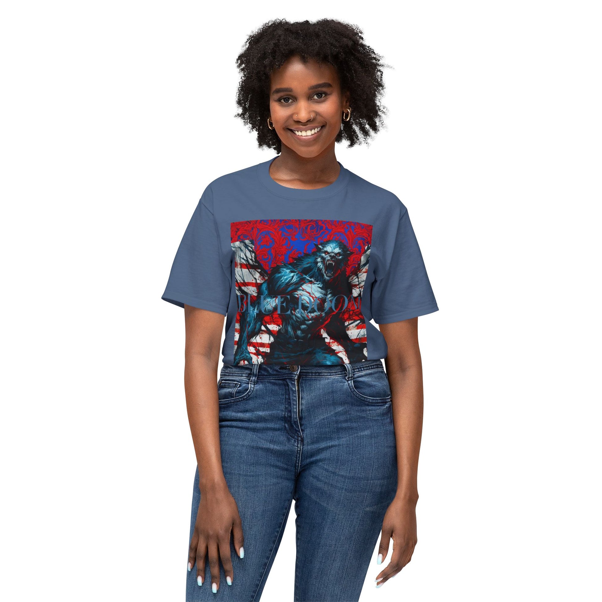 Unisex HD Cotton™ T-shirt Blue Doom By Noir Wolf