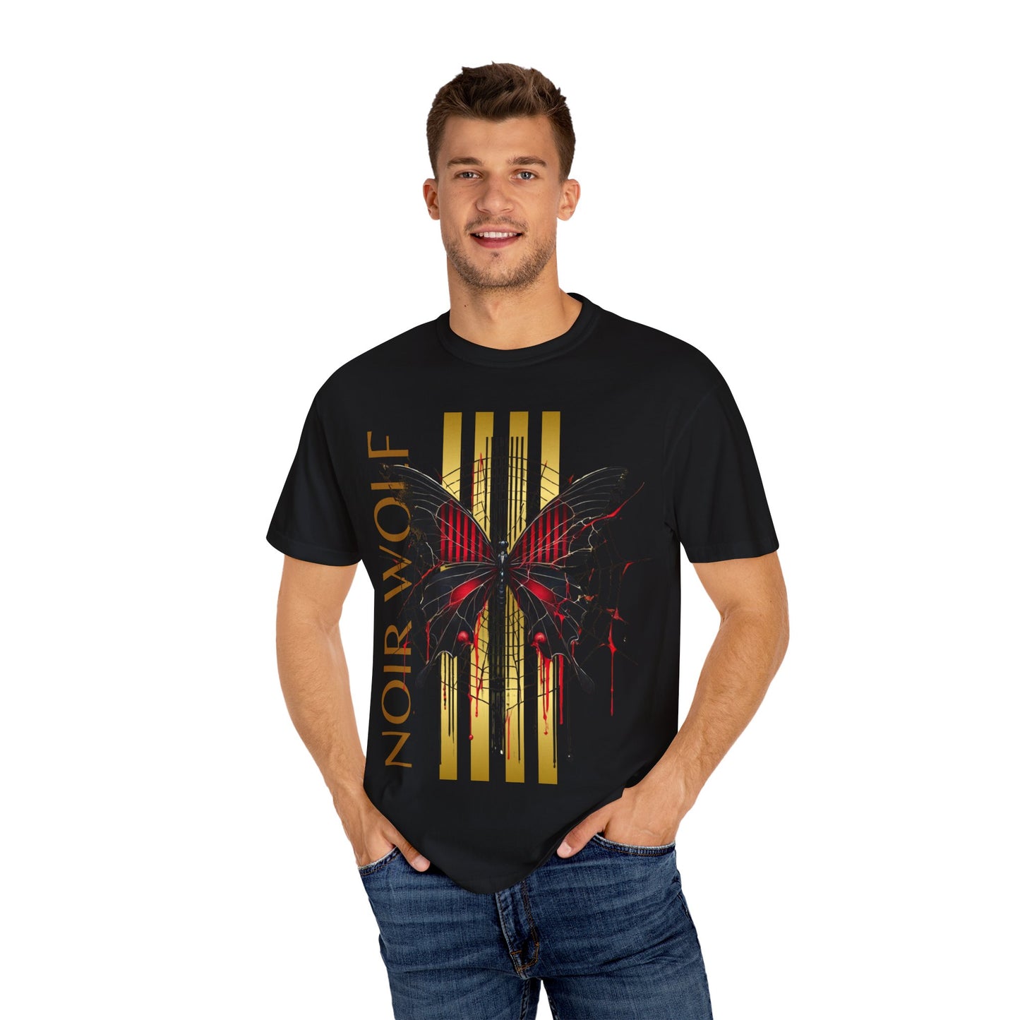 Unisex Garment-Dyed T-shirt NOIR WOLF De Opulence