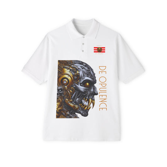 Men's Piqué Polo De Opulence by Noir Wolf the style of grace White