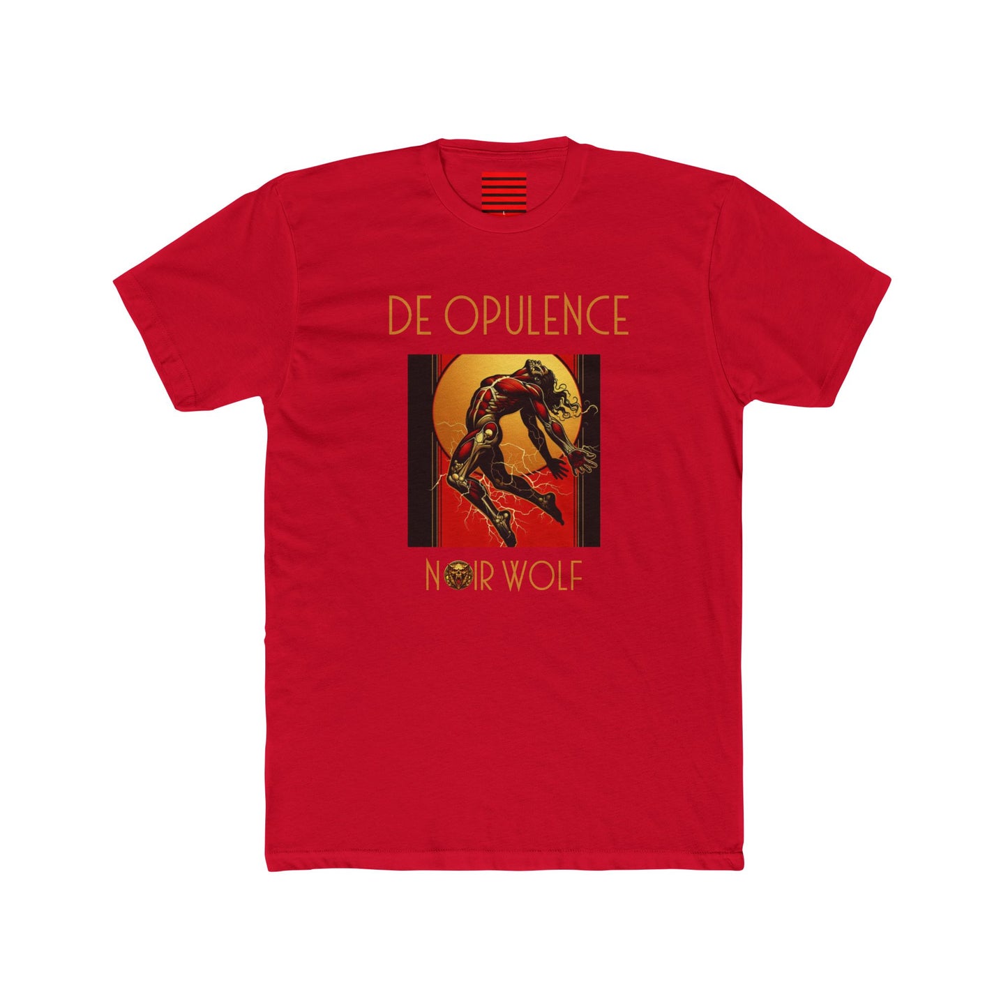 Unisex Cotton Crew Tee De Opulence by Noir Wolf Solid Red