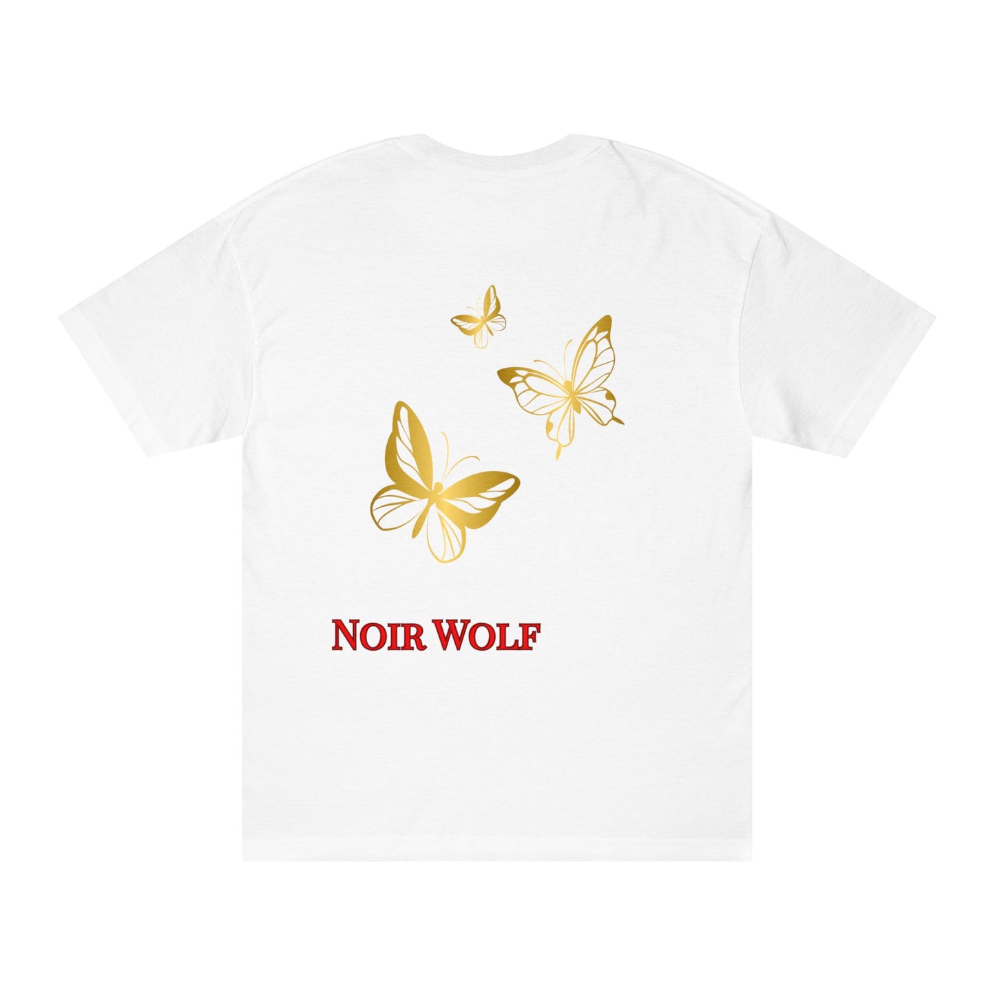 Artistic Noir Portrait Tee — "DEOPULENCE" Graphic Shirt with Gold Butterflies