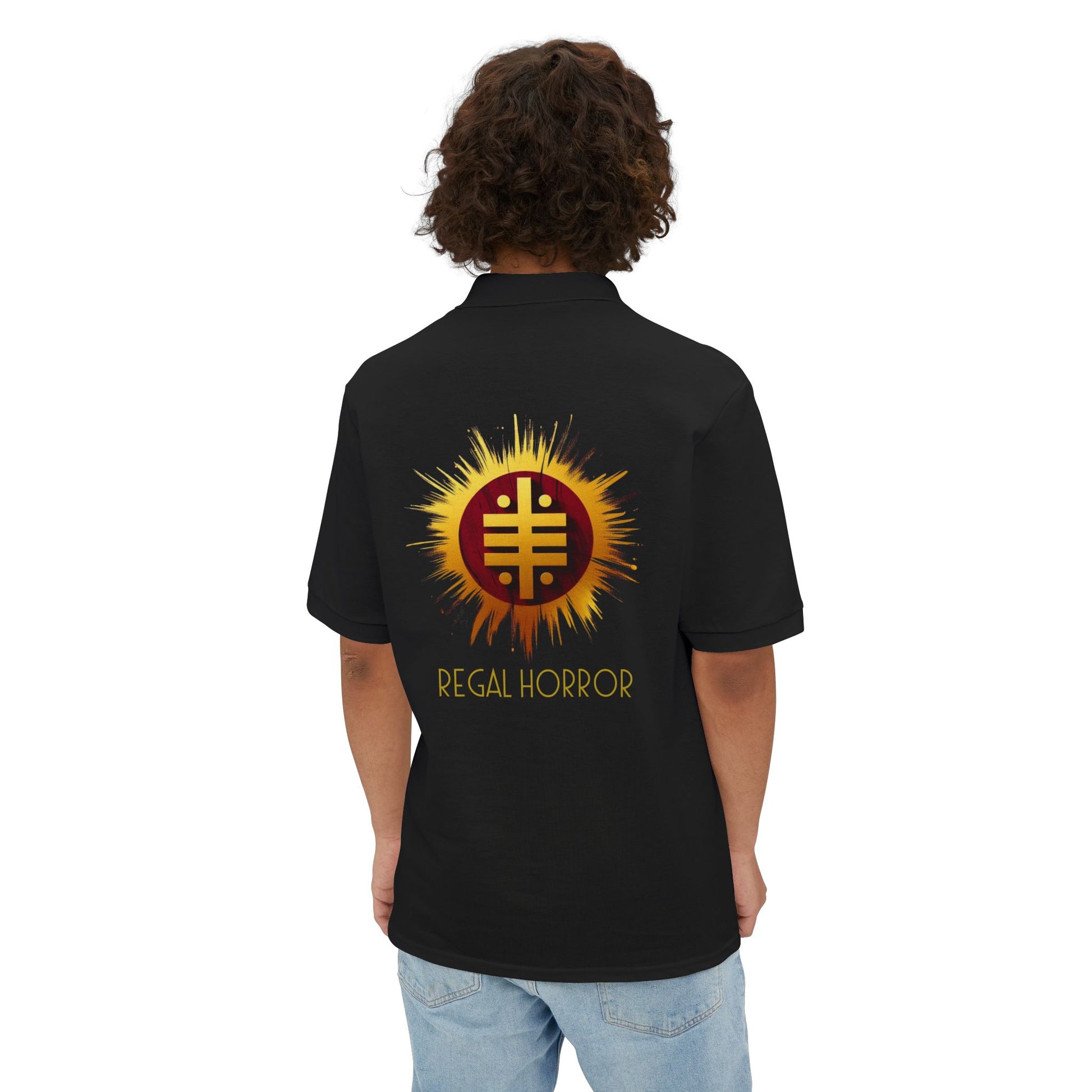 Men's Polo Shirt - Opulent Horror Noir Wolf Design with Rude Swagger