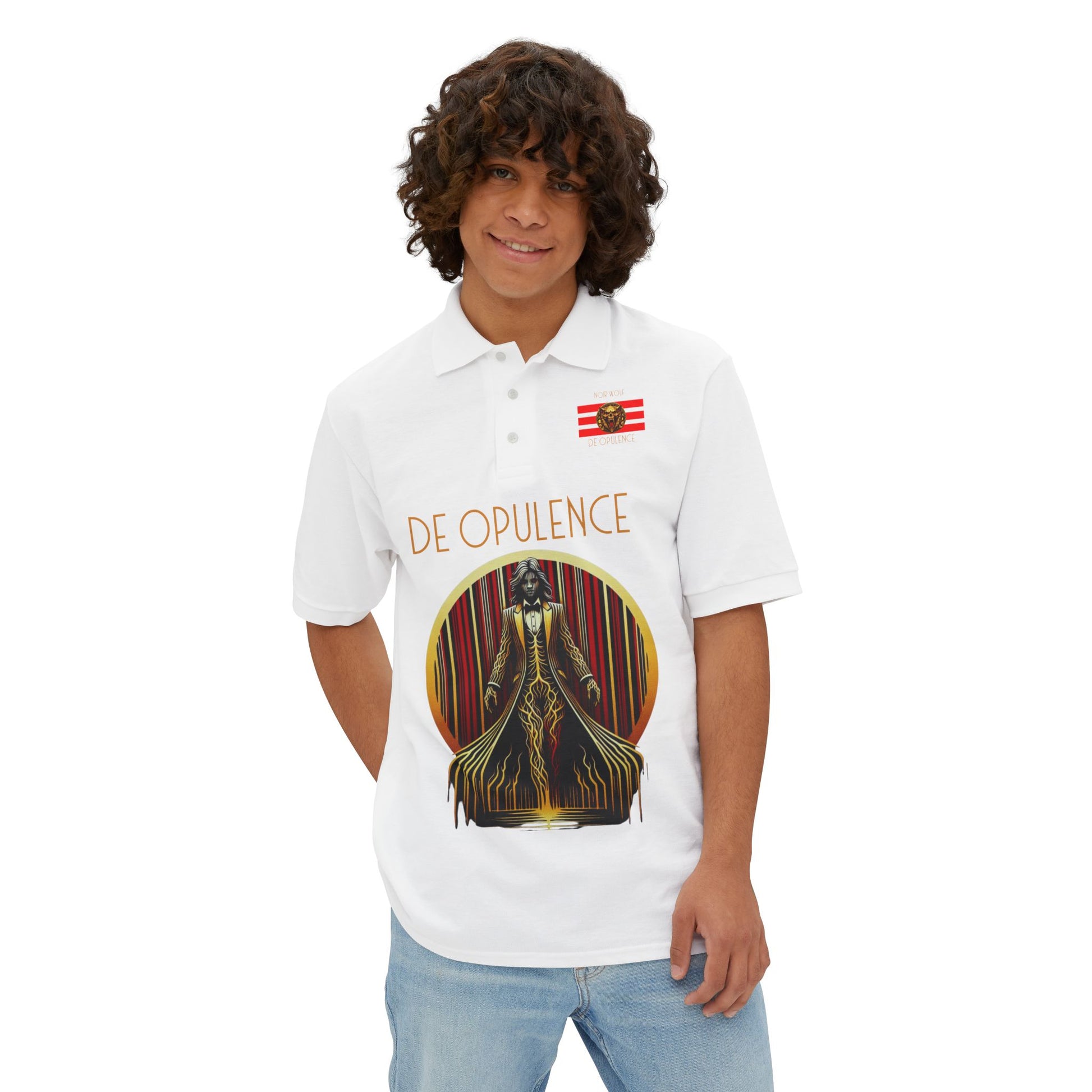 Men's Piqué Polo De Opulence by Noir Wolf the style of grace