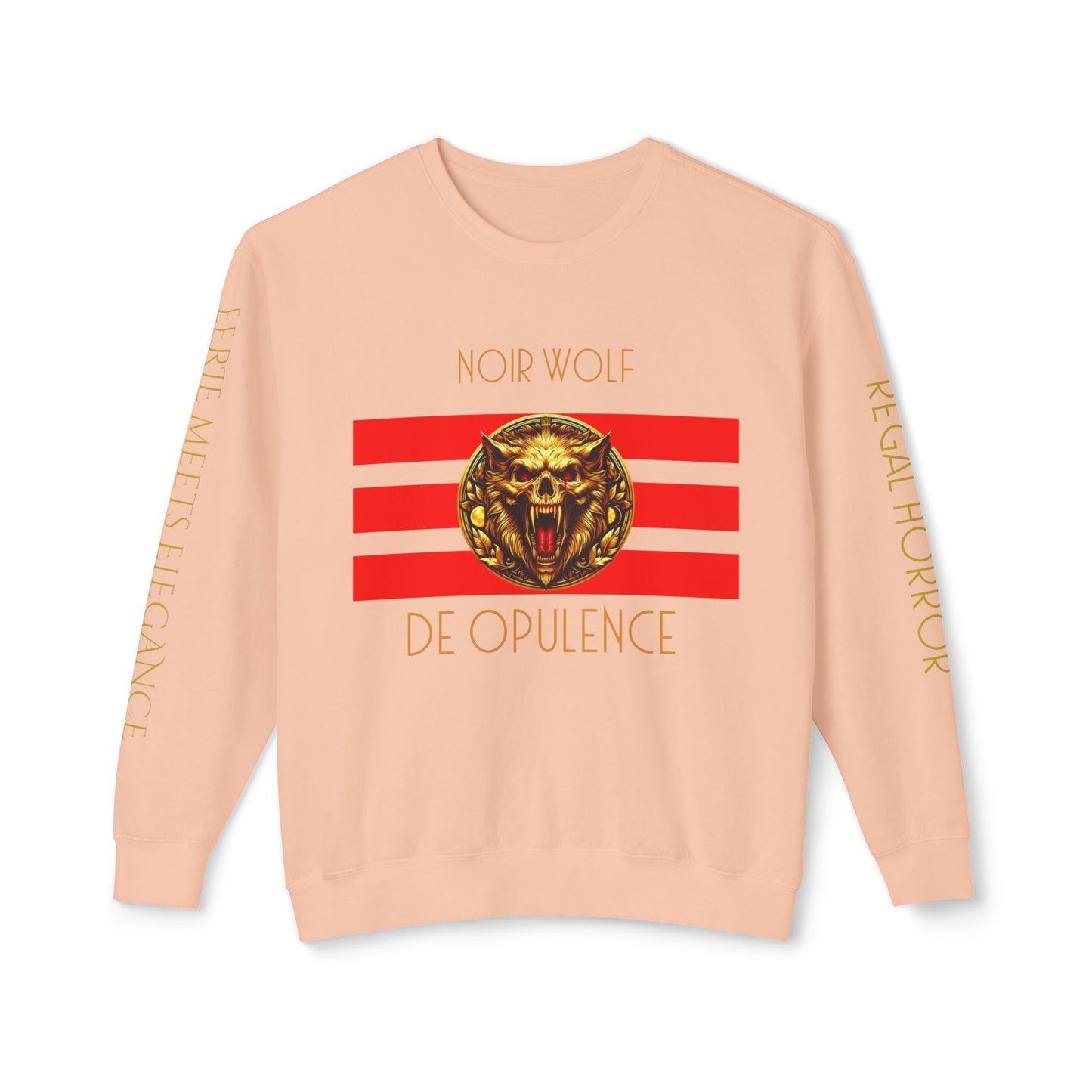 Unisex Lightweight Crewneck Sweatshirt De Opulence by Noir Wolf Peachy