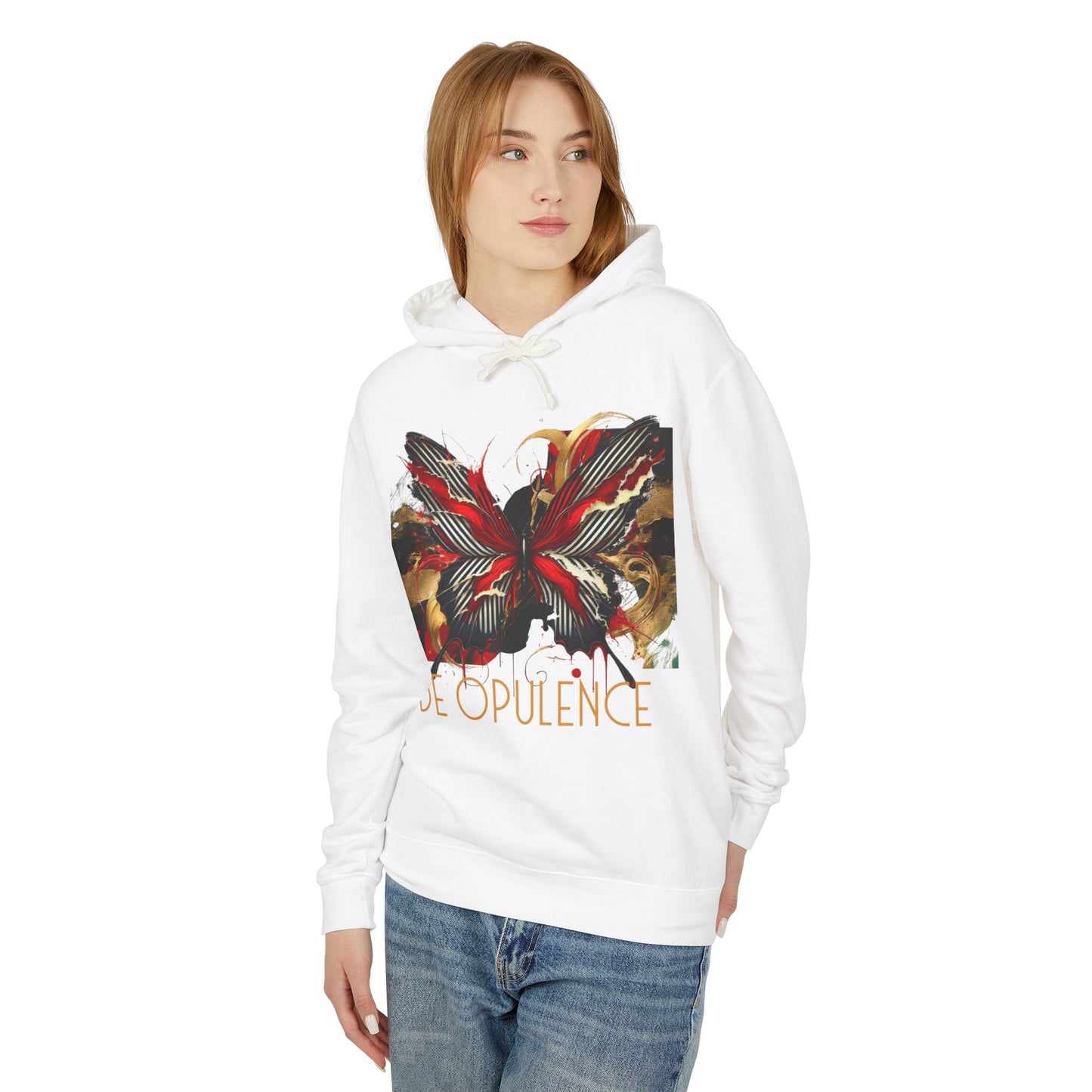 Stylish Unisex Lightweight Hooded Sweatshirt with Butterfly and Noir Wolf Design | Perfect for Everyday Wardrobe and Special Occasions