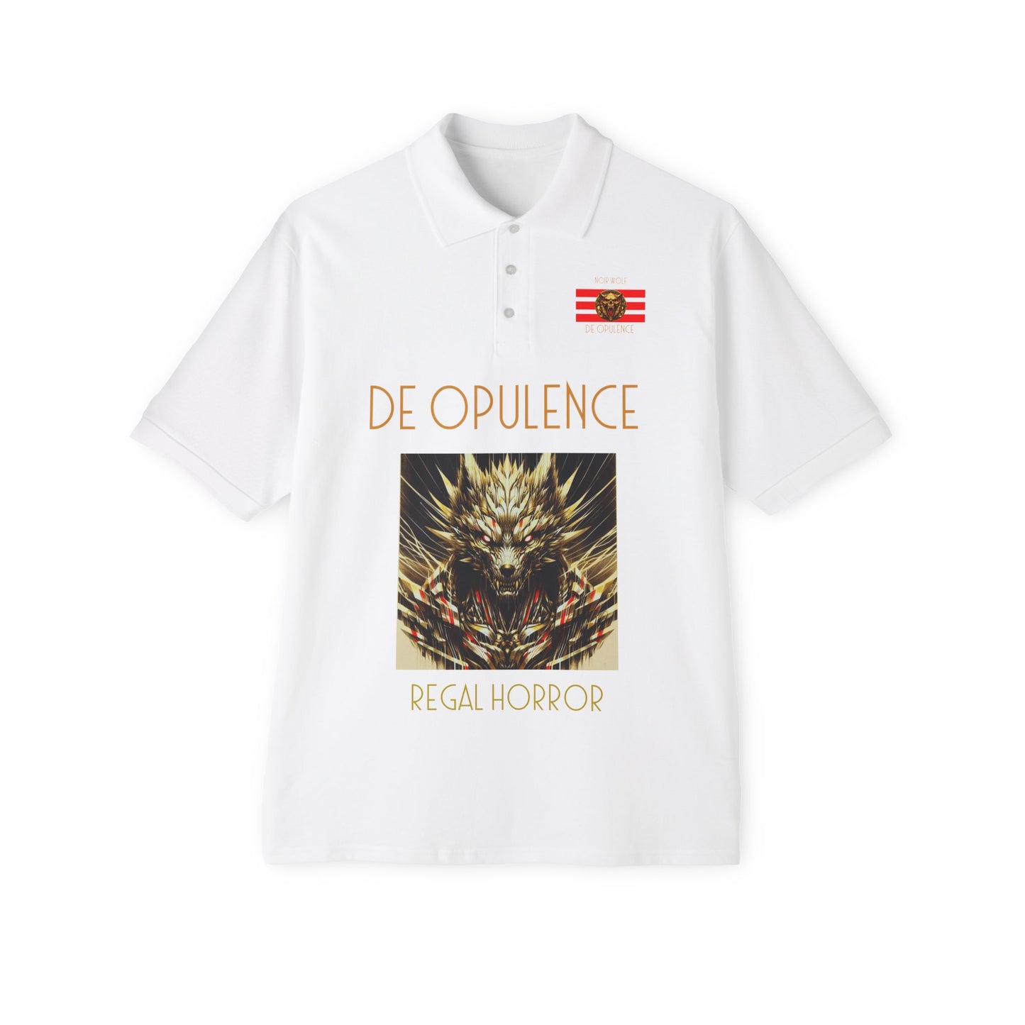 Men's Piqué Polo De Opulence by Noir Wolf the style of grace White