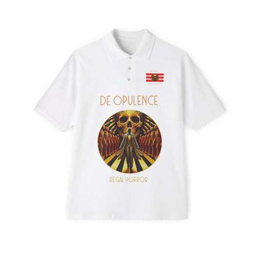 Men's Piqué Polo De Opulence by Noir Wolf the style of grace White