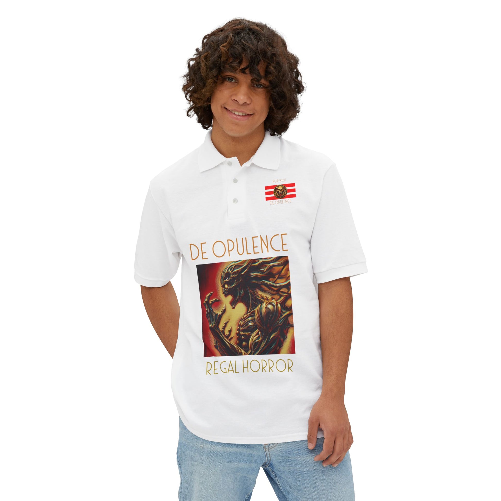 Men's Piqué Polo De Opulence by Noir Wolf the style of grace