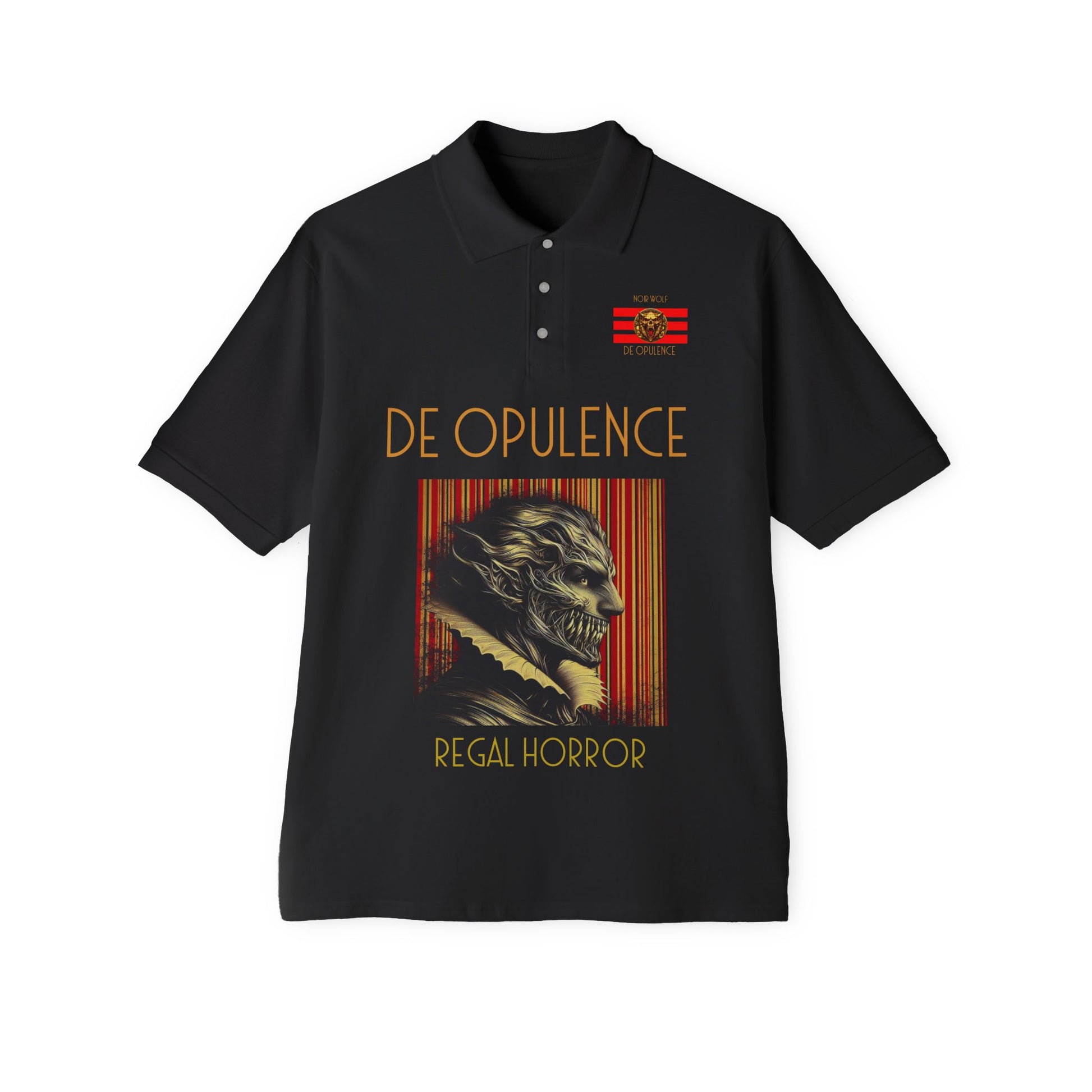 Men's Piqué Polo De Opulence by Noir Wolf the style of grace Black