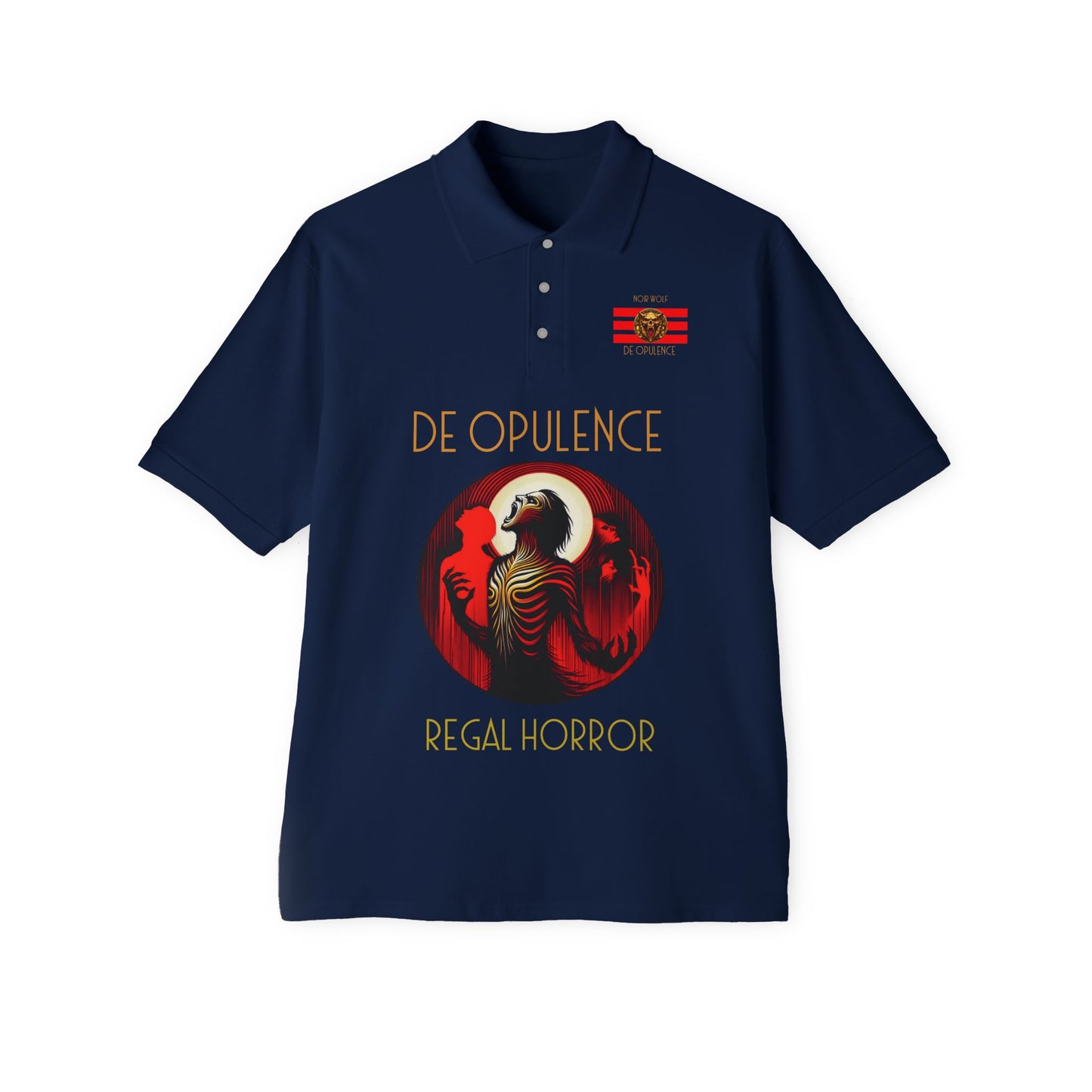 Men's Piqué Polo De Opulence by Noir Wolf the style of grace J. Navy