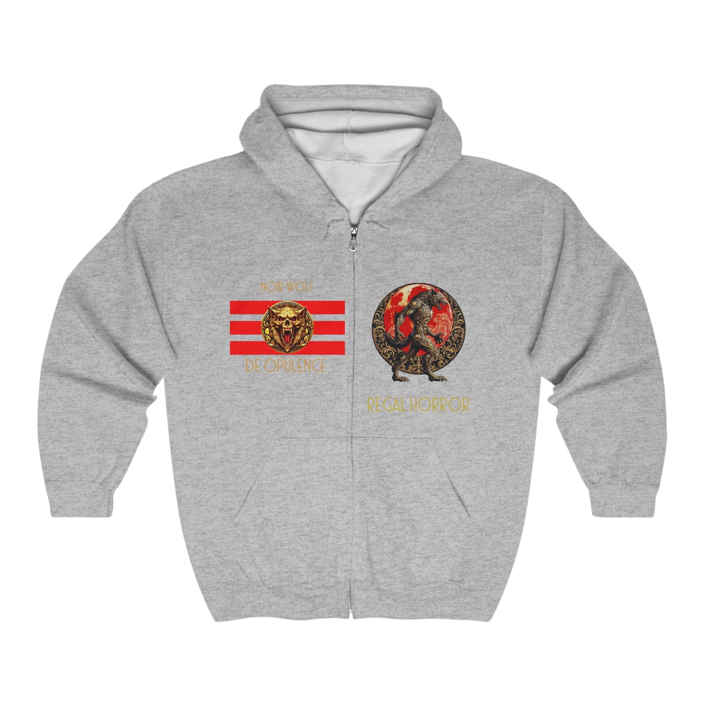 Unisex Heavy Blend™ Full Zip Hooded Sweatshirt De Opulence by Noir Wolf the style of grace Sport Grey