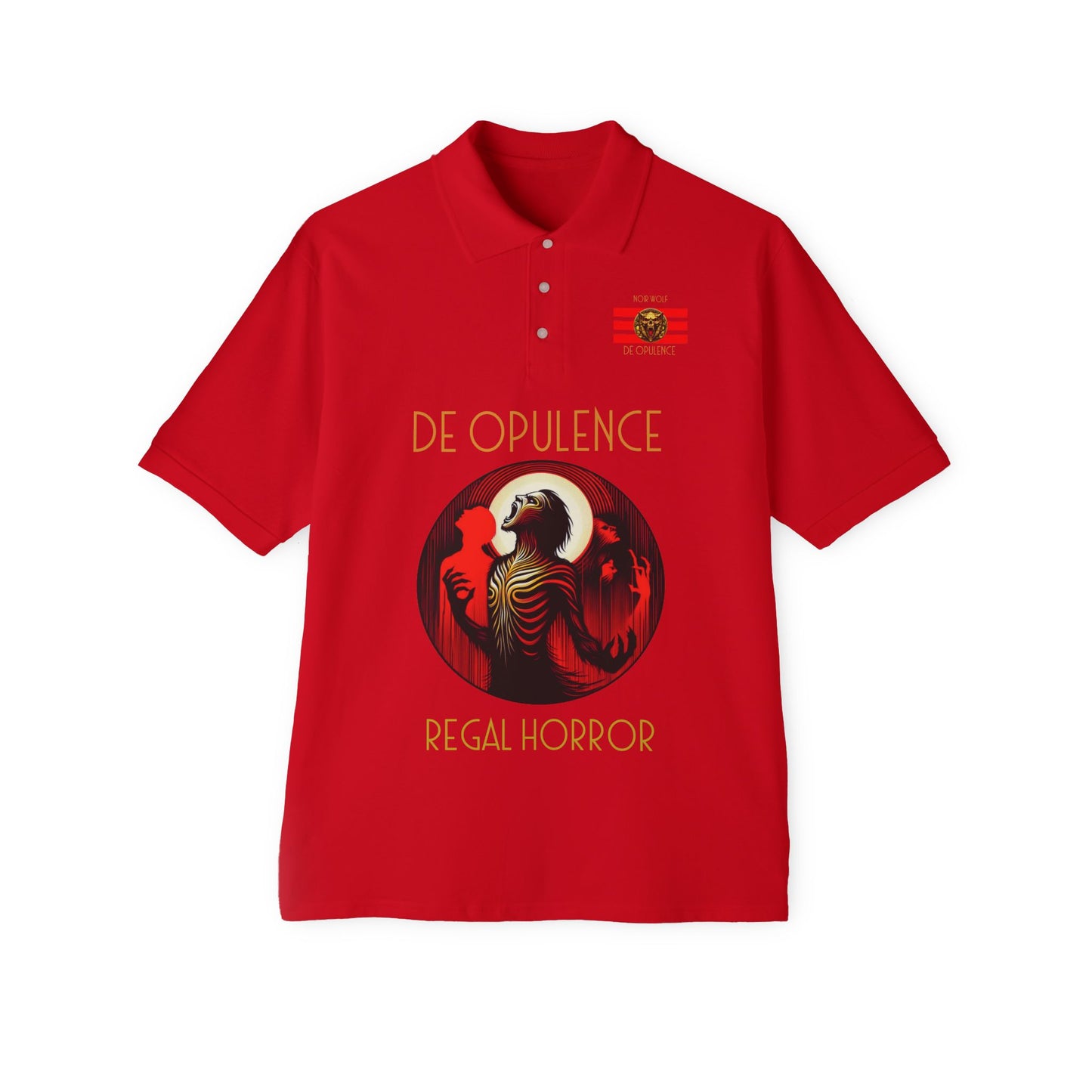 Men's Piqué Polo De Opulence by Noir Wolf the style of grace True Red
