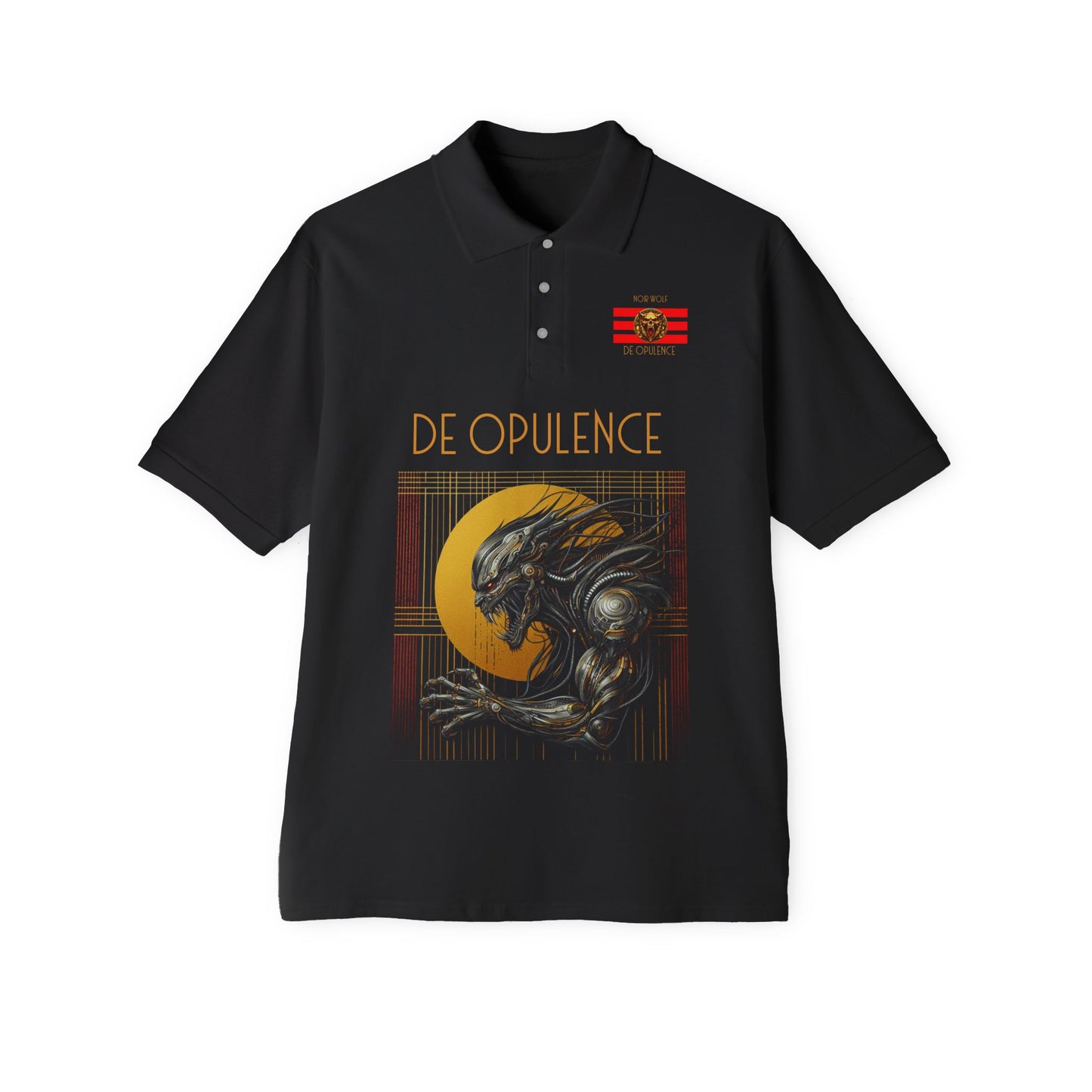 Men's Piqué Polo De Opulence by Noir Wolf Black