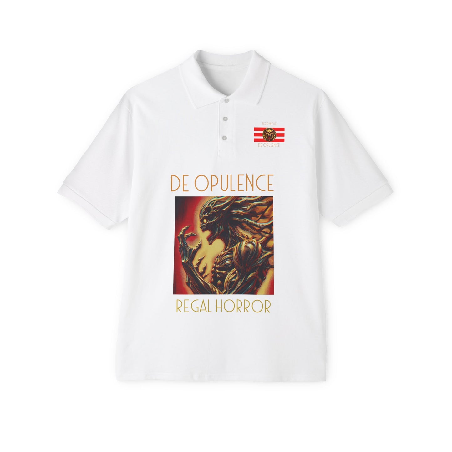 Men's Piqué Polo De Opulence by Noir Wolf the style of grace White