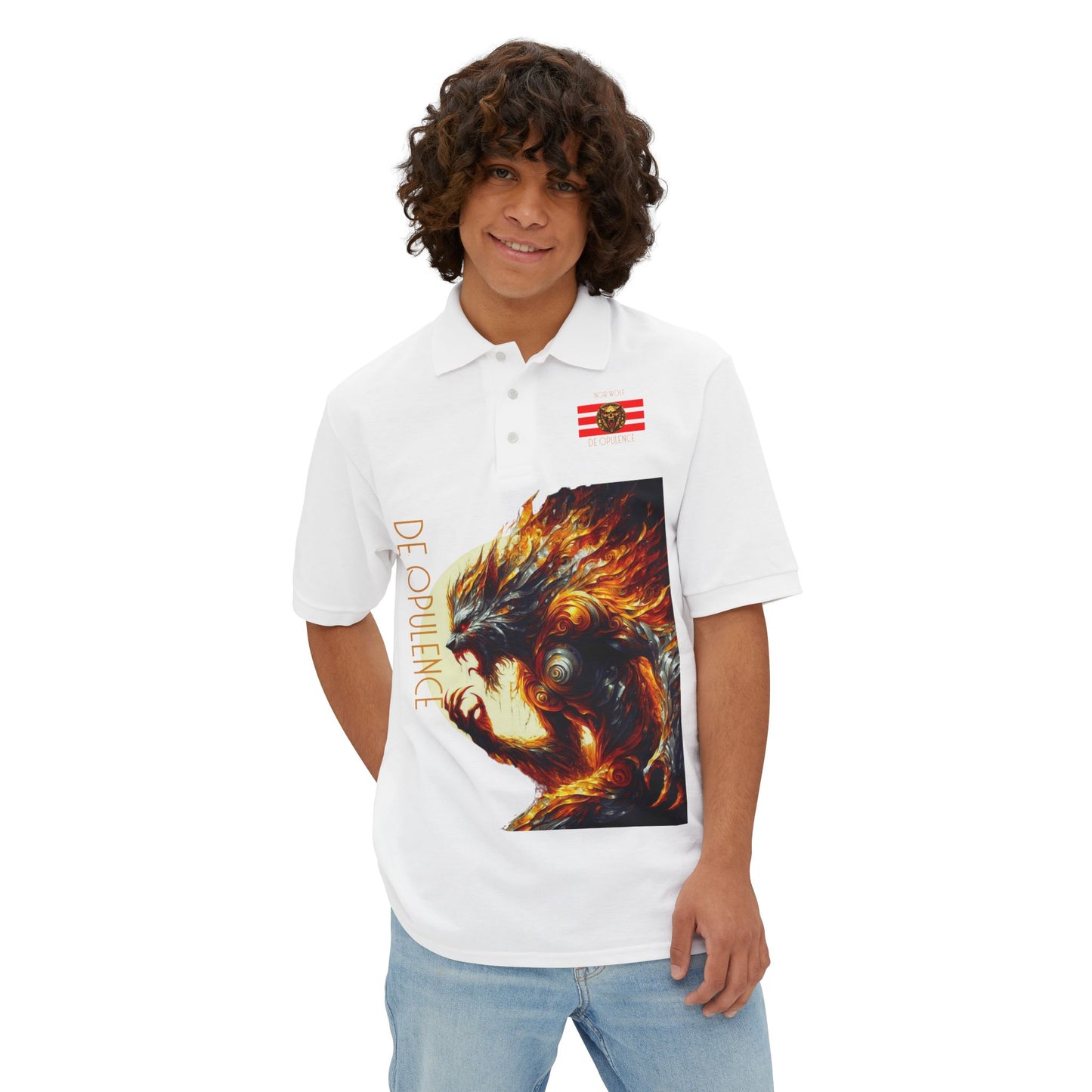 Men's Piqué Polo De Opulence by Noir Wolf the style of grace