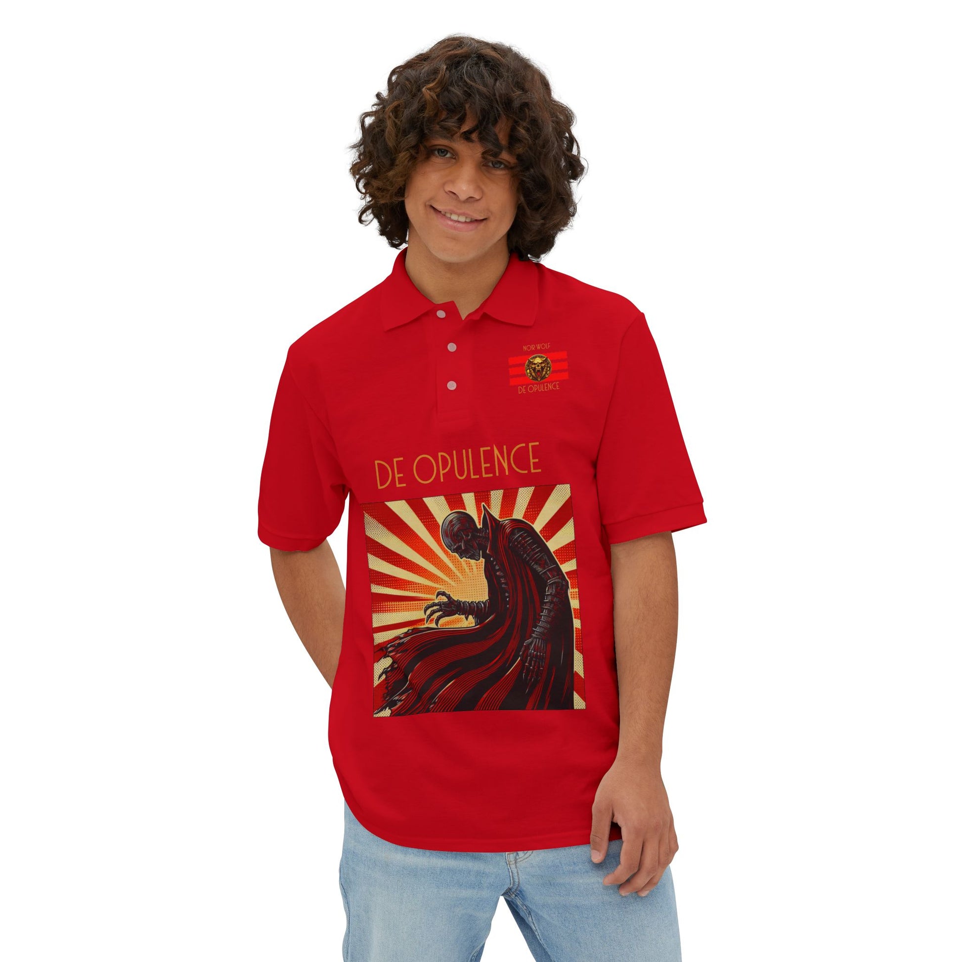 Men's Polo Shirt - Opulent Horror Noir Wolf Design with Rude Swagger