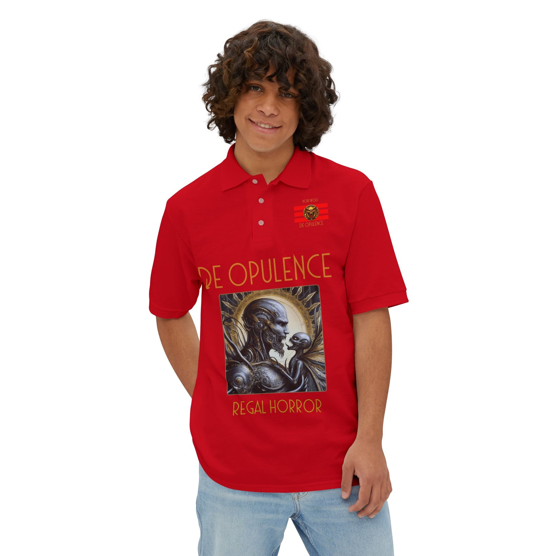 Men's Piqué Polo De Opulence by Noir Wolf the style of grace