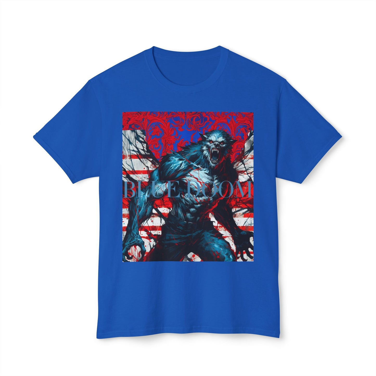 Unisex HD Cotton™ T-shirt Blue Doom By Noir Wolf Royal
