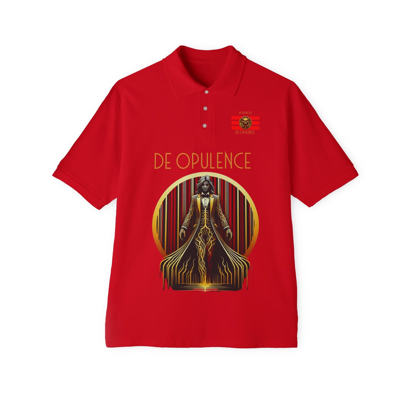 Men's Piqué Polo De Opulence by Noir Wolf the style of grace True Red