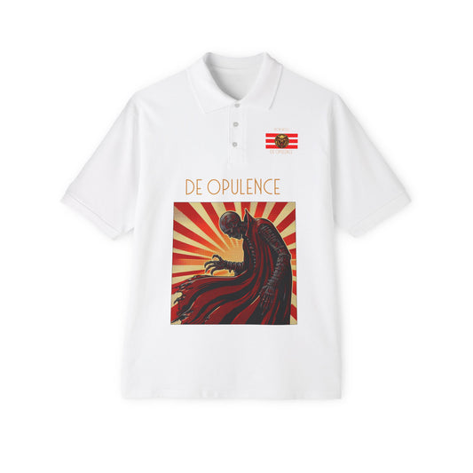 Men's Polo Shirt - Opulent Horror Noir Wolf Design with Rude Swagger White