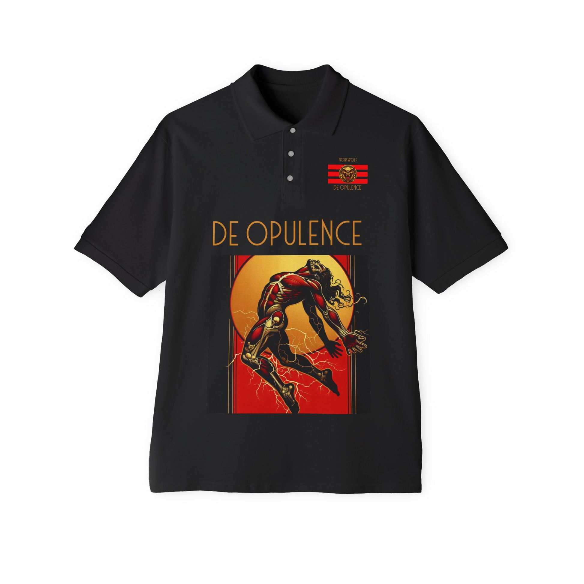 Men's Piqué Polo De Opulence by Noir Wolf Black