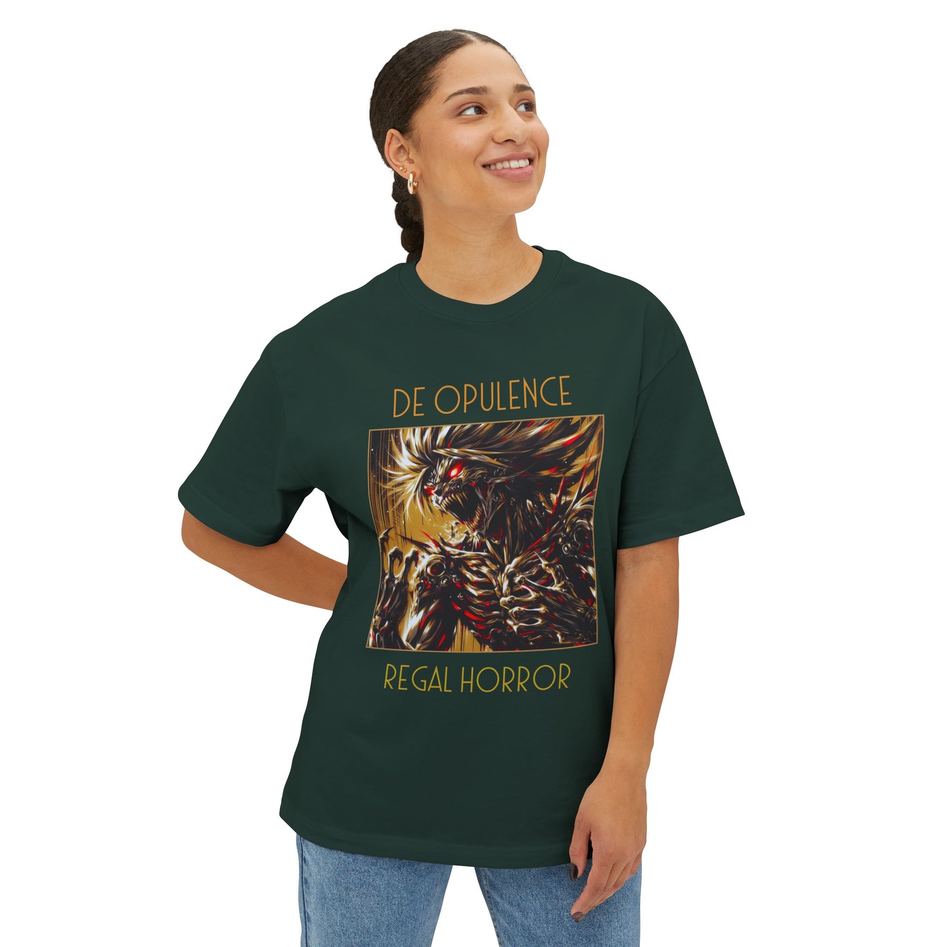 Unisex Oversized Boxy Tee De Opulence by Noir Wolf the style of grace