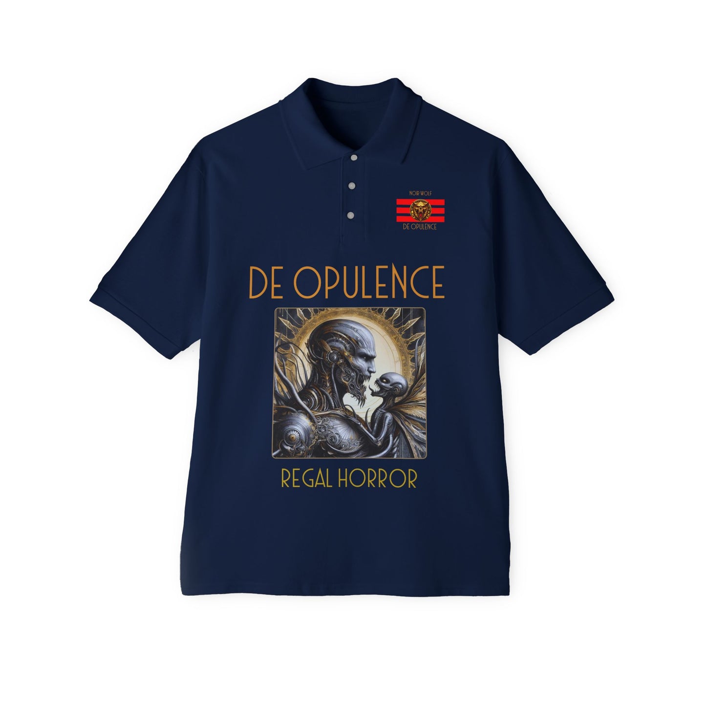 Men's Piqué Polo De Opulence by Noir Wolf the style of grace J. Navy