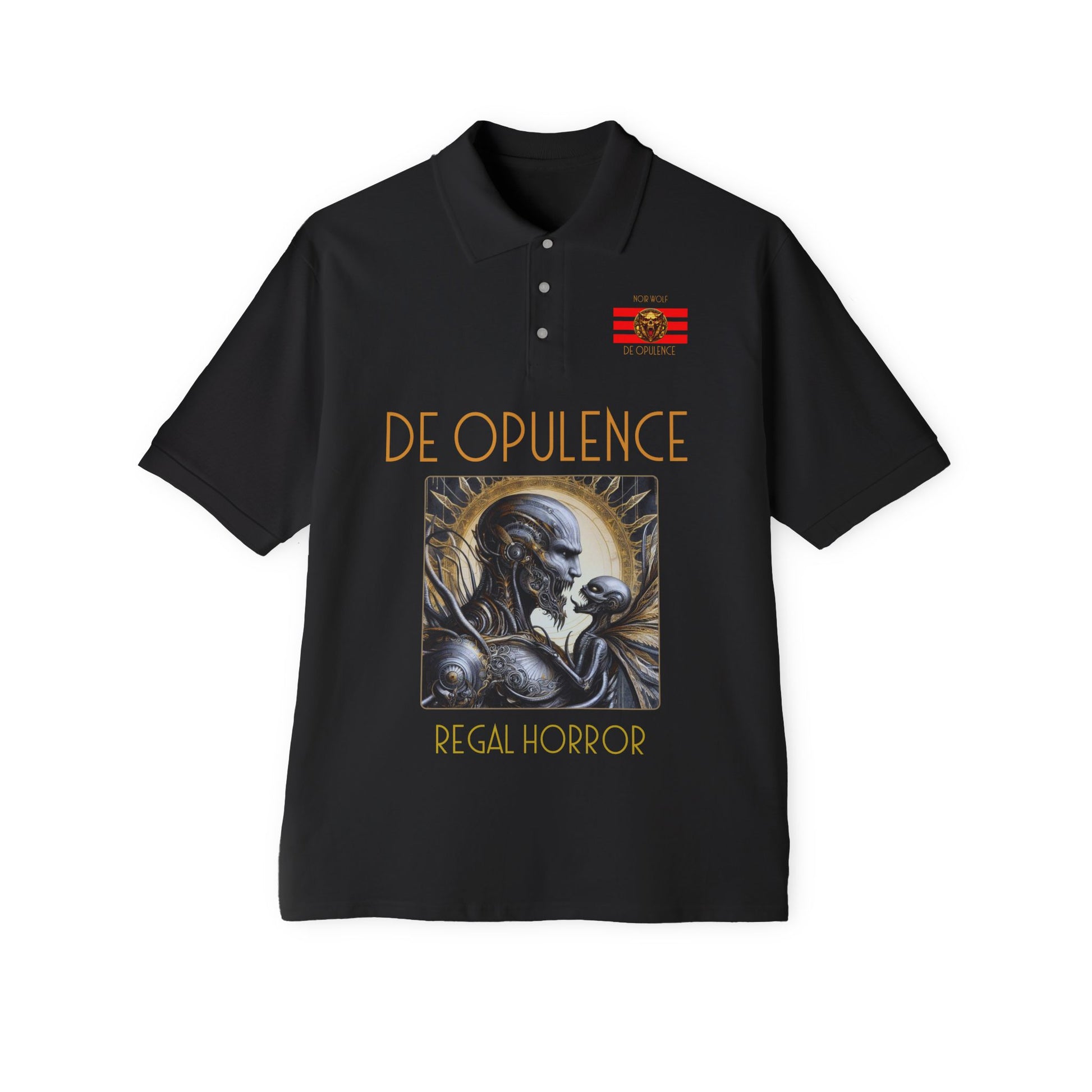 Men's Piqué Polo De Opulence by Noir Wolf the style of grace Black