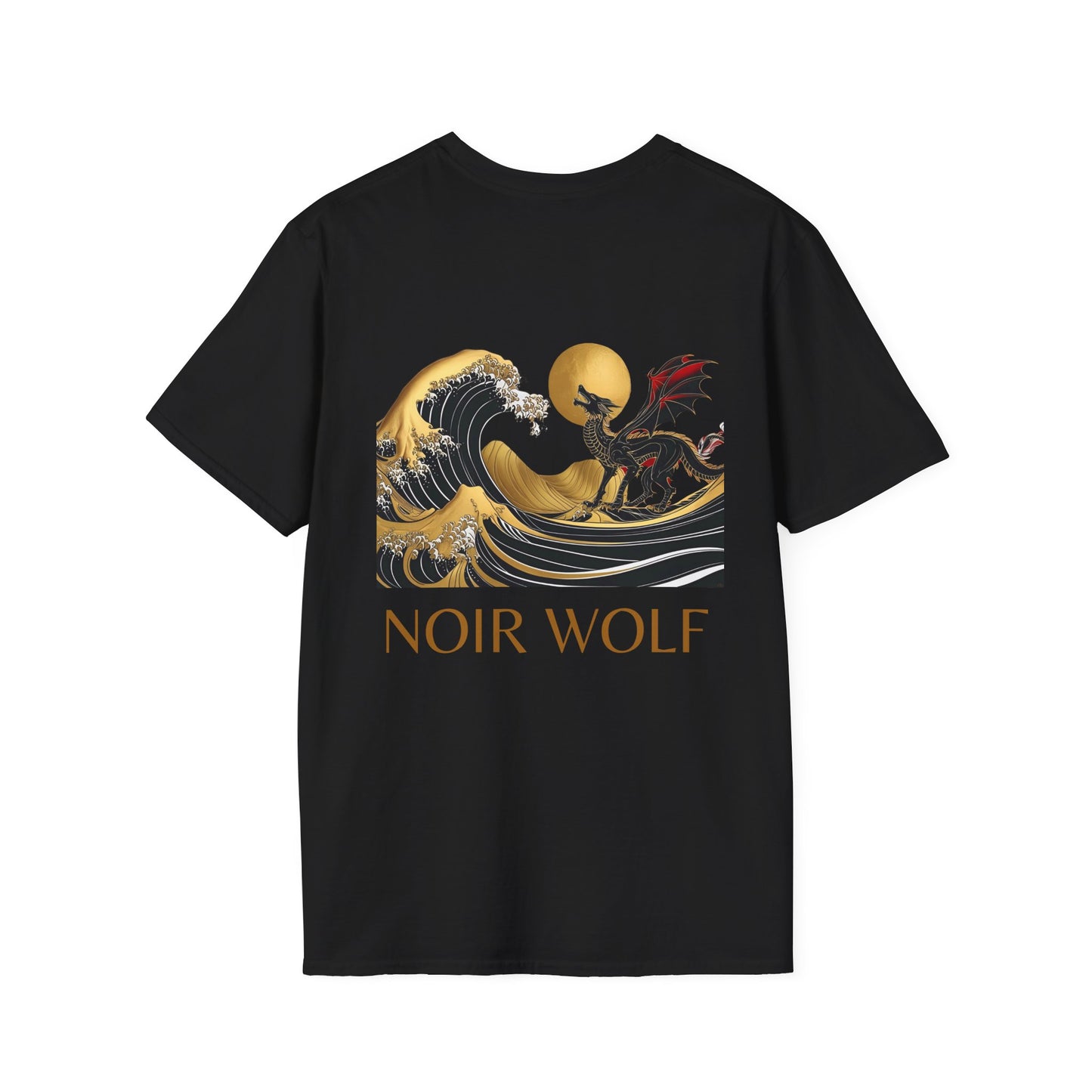 Noir Wolf Graphic T-Shirt - Artistic Wave Design - Unisex Softstyle Tee