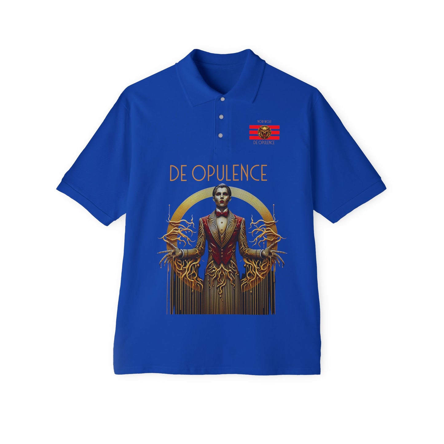 Men's Piqué Polo De Opulence by Noir Wolf the style of grace Royal