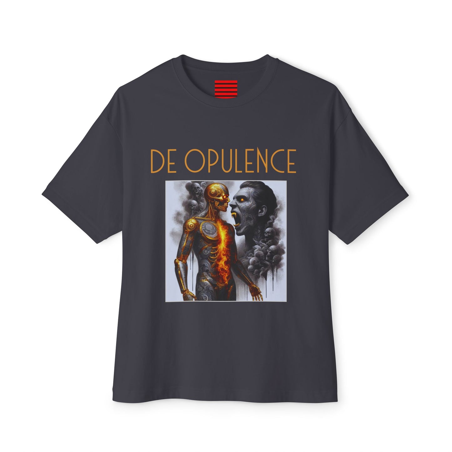 Unisex Oversized Boxy Tee De Opulence by Noir Wolf the style of grace Dark Grey