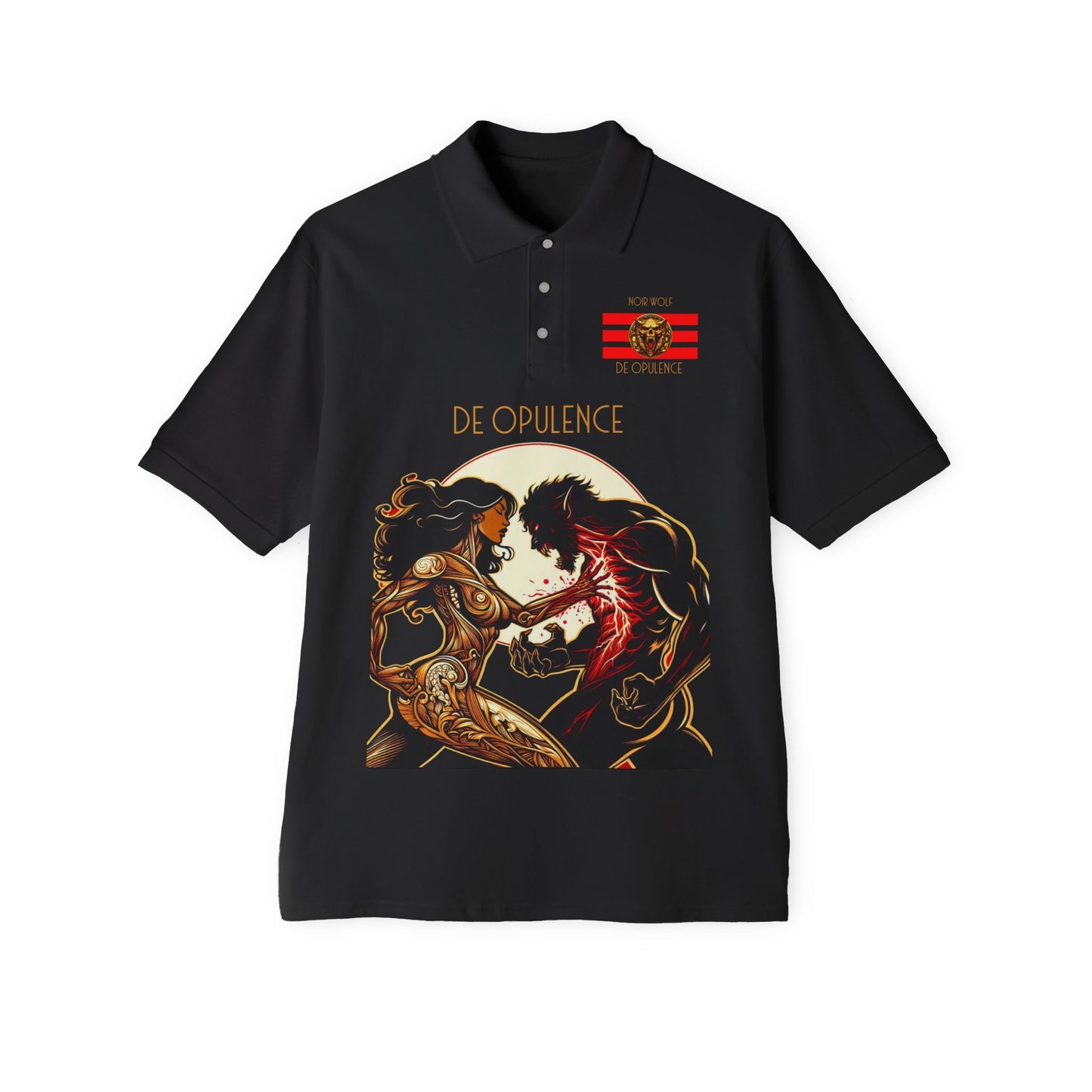 Men's Piqué Polo De Opulence by Noir Wolf Black