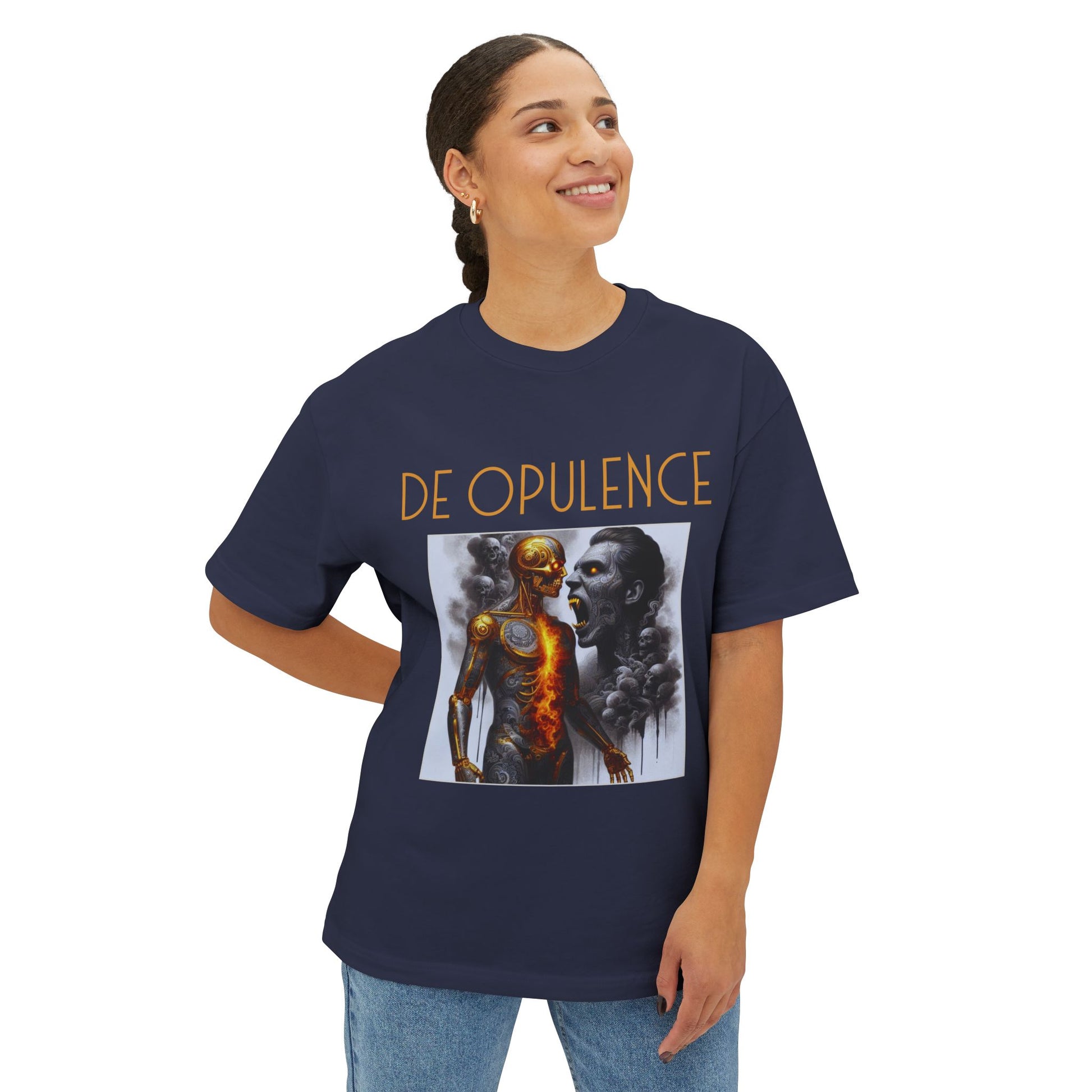 Unisex Oversized Boxy Tee De Opulence by Noir Wolf the style of grace