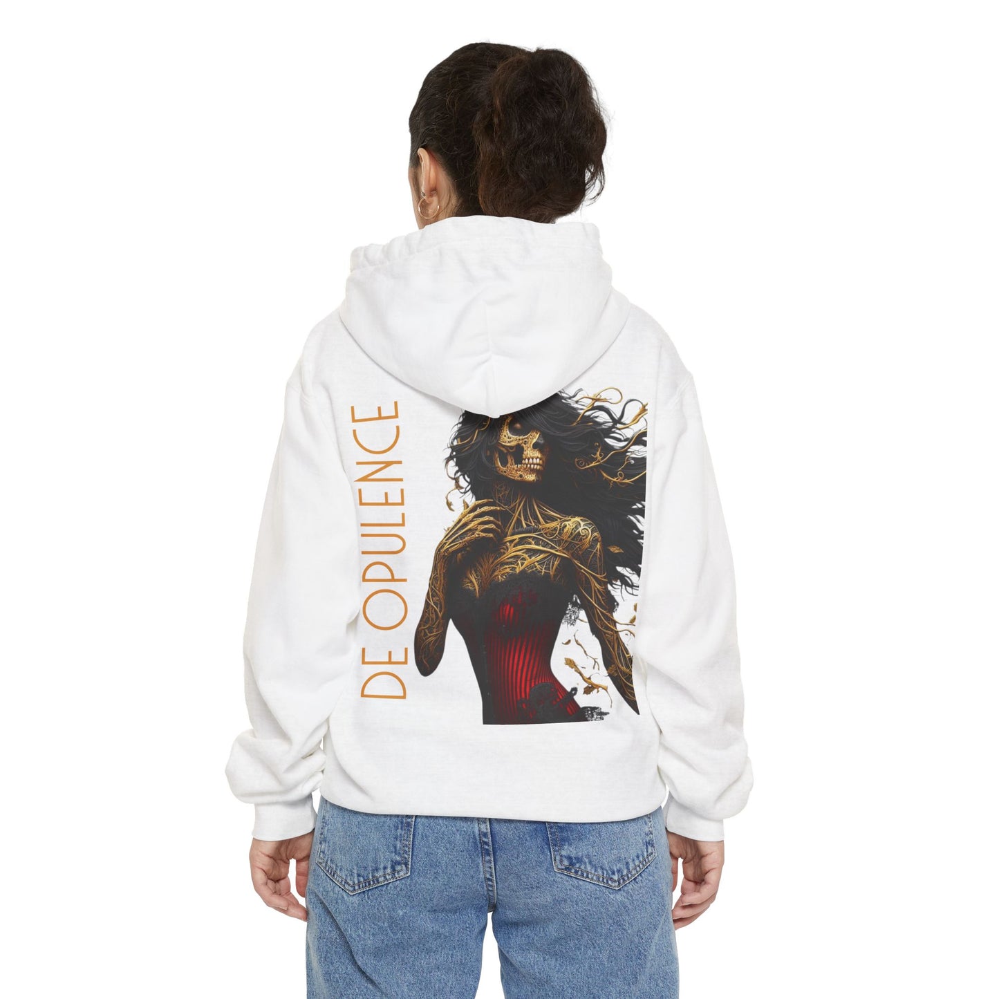 Garment-Dyed Hoodie with Butterfly & Skeleton Art - Unisex Casual Wear