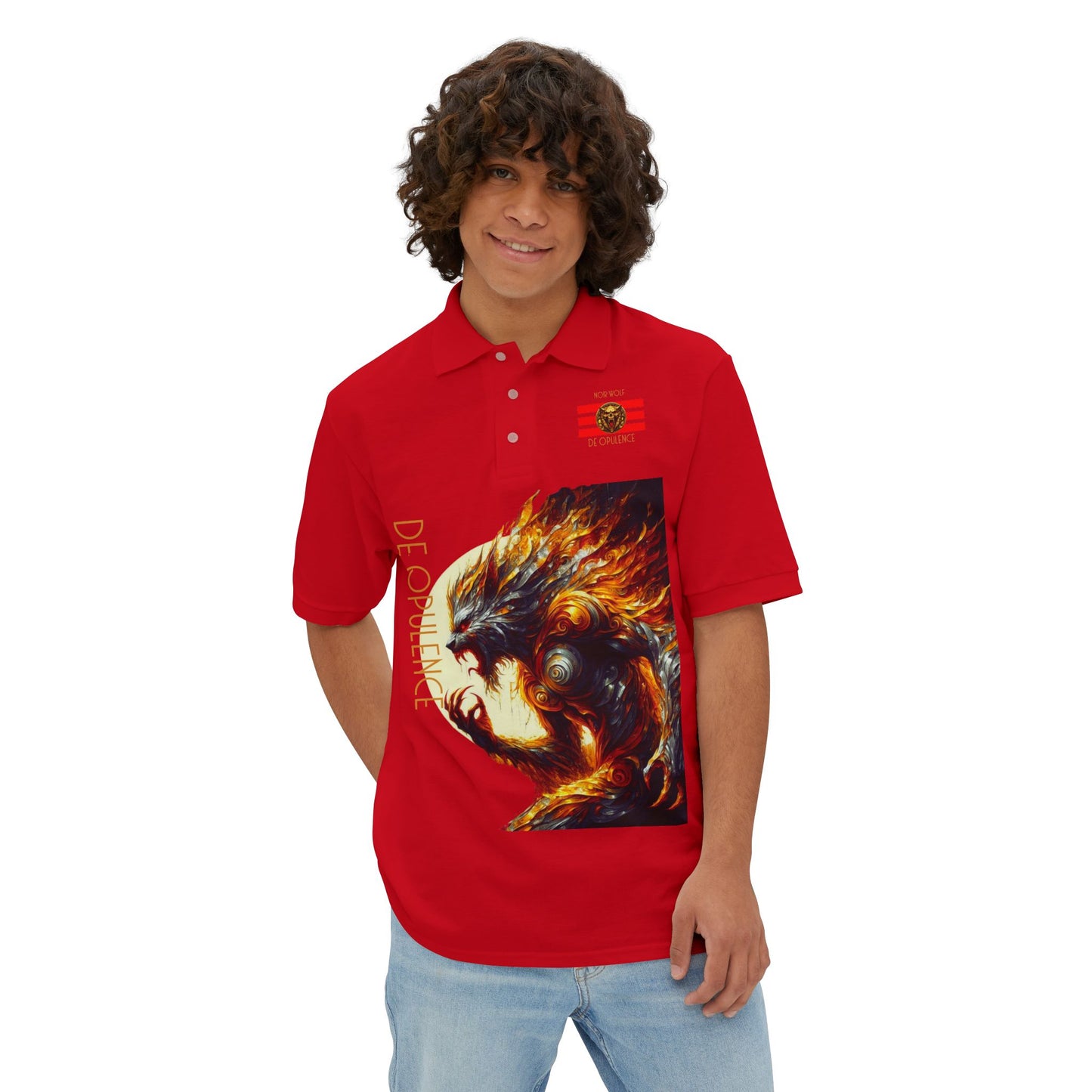 Men's Piqué Polo De Opulence by Noir Wolf the style of grace