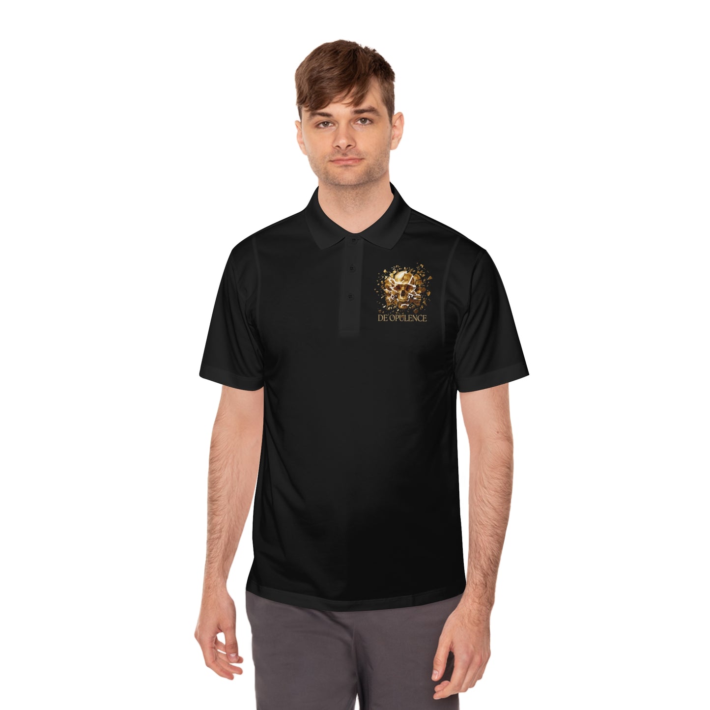 Men's Polo Shirt with Golden Lion Crest — Athletic Golf & Casual Wear