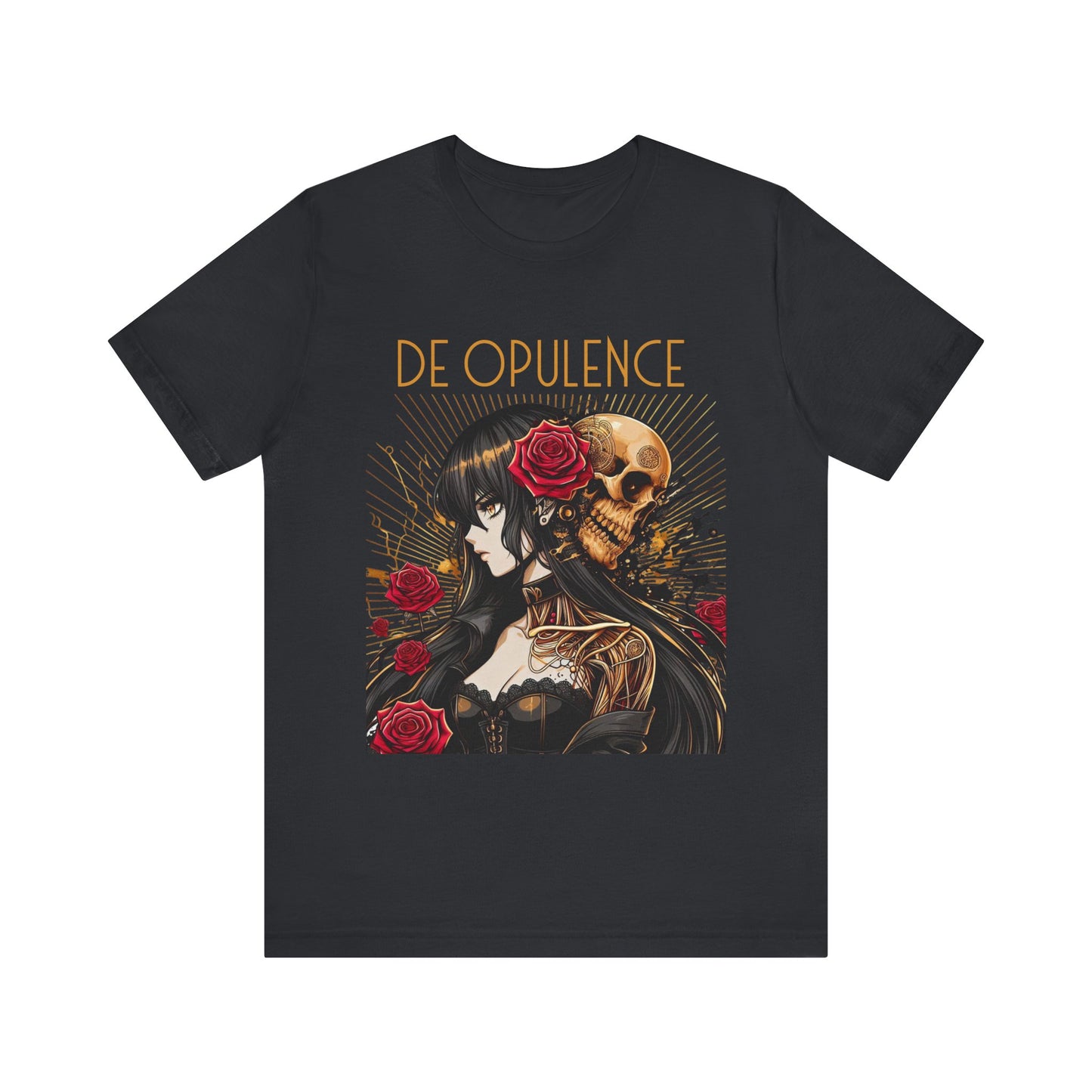 Unisex Jersey Short Sleeve Tee De Opulence by Noir Wolf Vintage Black