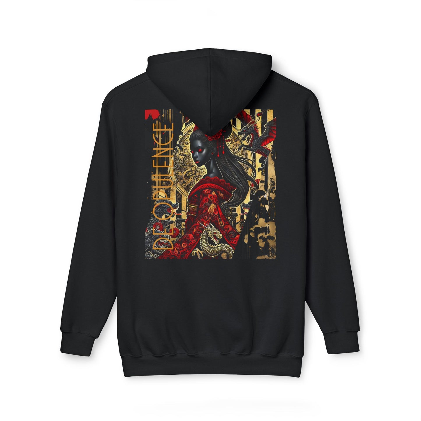 Unisex Hooded Sweatshirt, Made in US Noir Wolf De Opulence